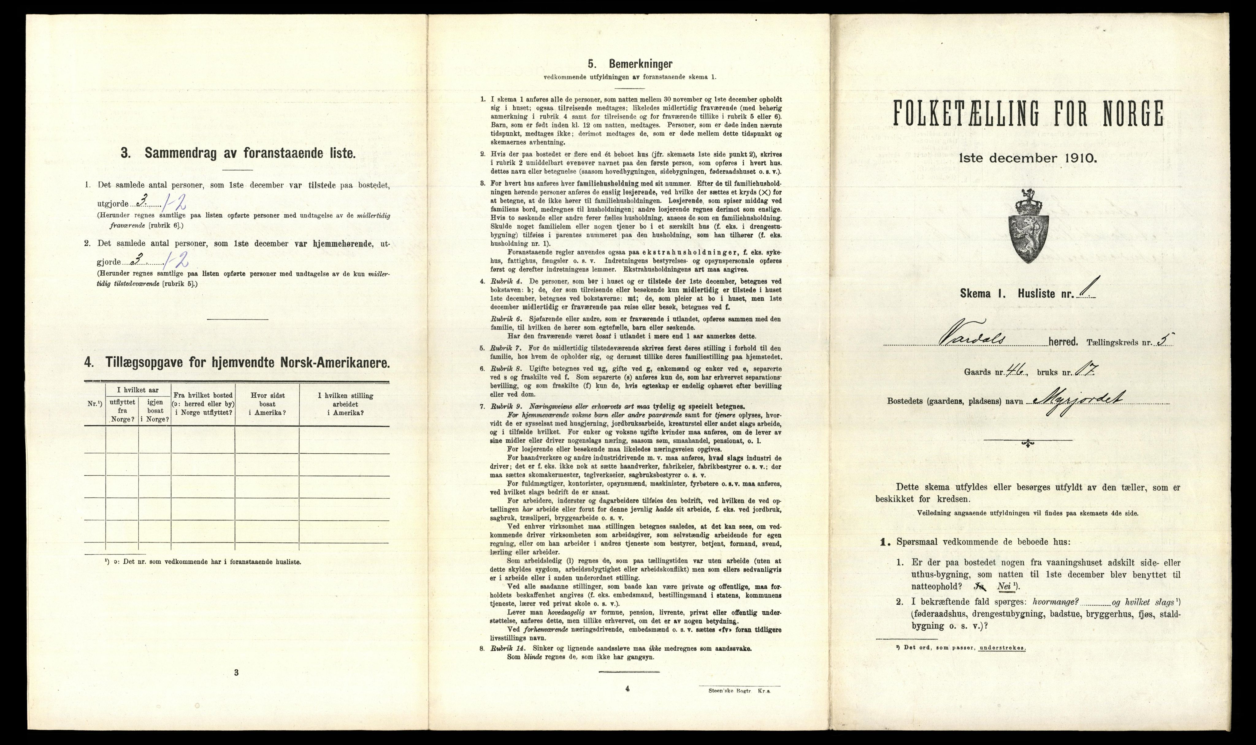 RA, 1910 census for Vardal, 1910, p. 600