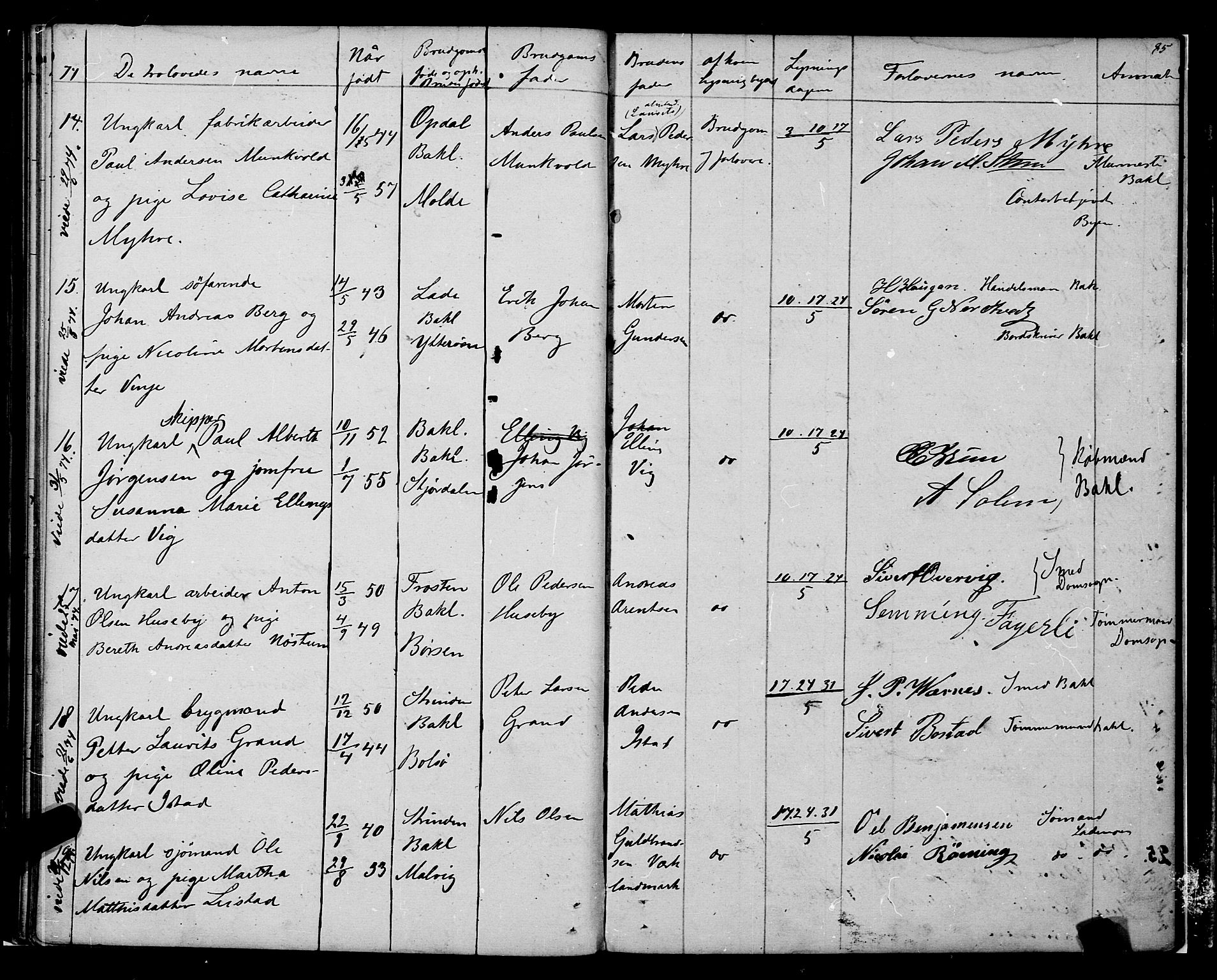 Ministerialprotokoller, klokkerbøker og fødselsregistre - Sør-Trøndelag, SAT/A-1456/604/L0187: Parish register (official) no. 604A08, 1847-1878, p. 85
