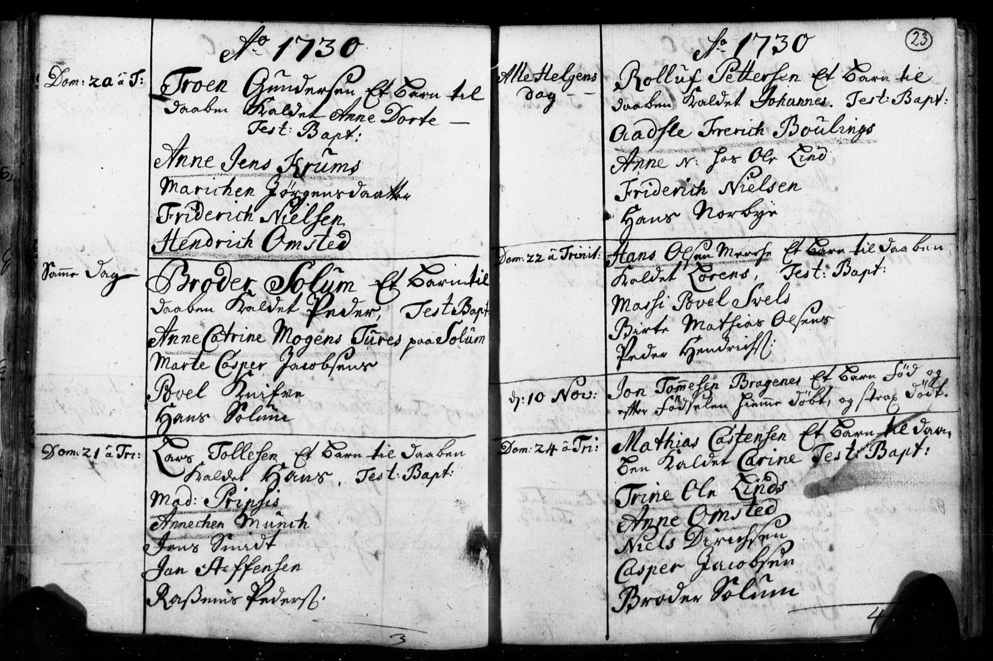 Strømsø kirkebøker, AV/SAKO-A-246/F/Fb/L0001: Parish register (official) no. II 1, 1725-1737, p. 23