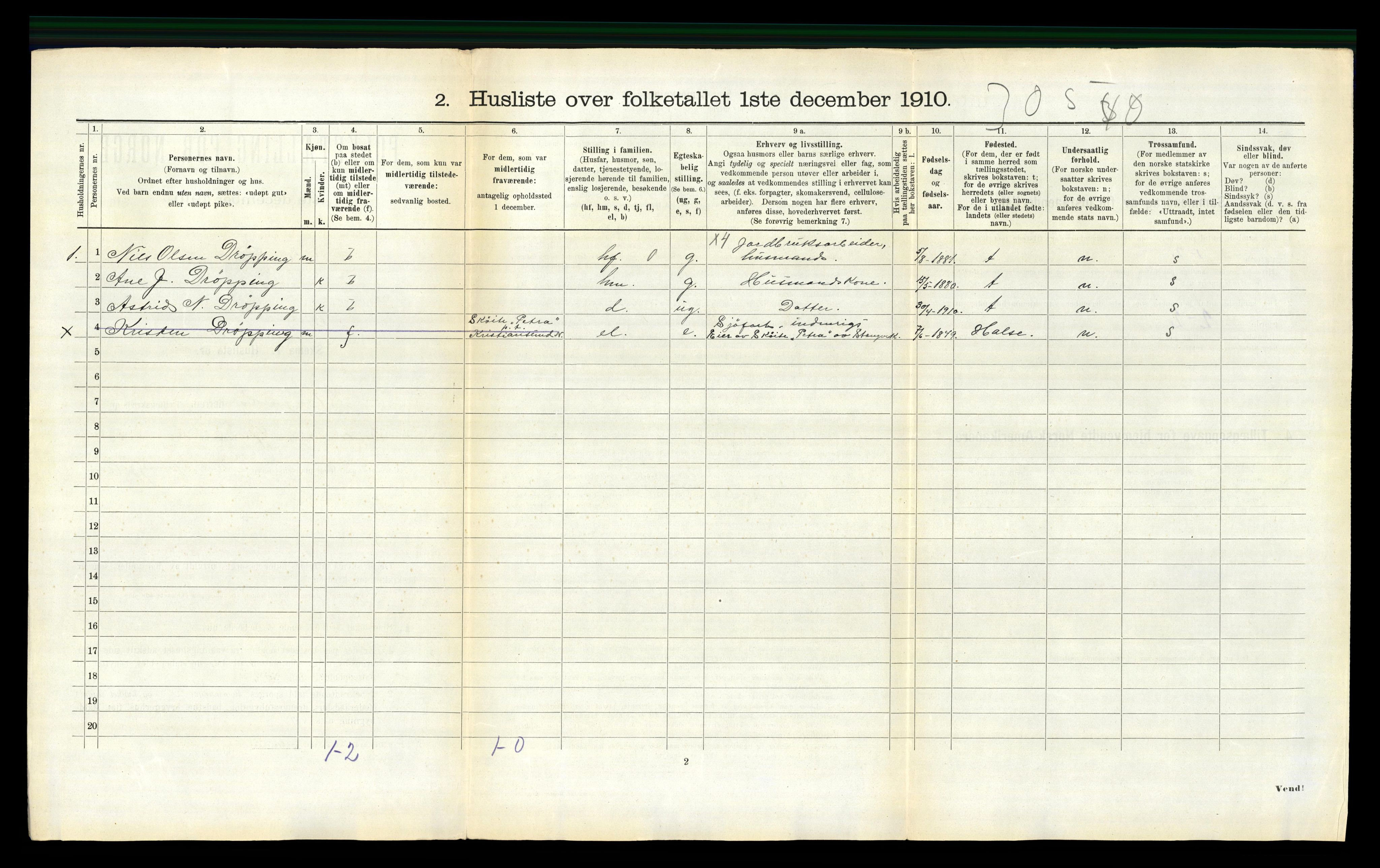 RA, 1910 census for Stangvik, 1910, p. 193