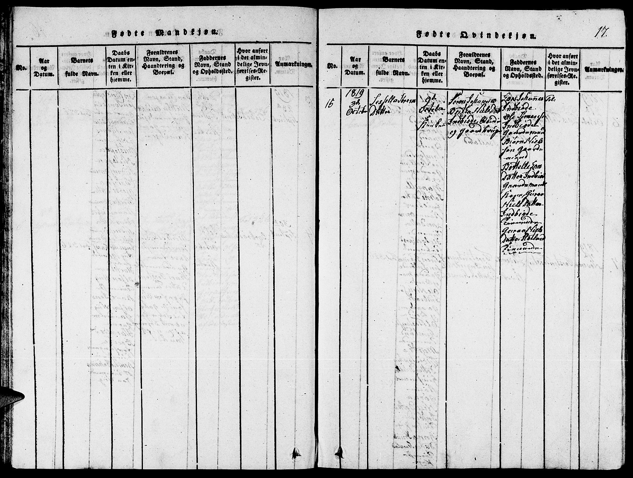 Fjelberg sokneprestembete, SAB/A-75201/H/Hab: Parish register (copy) no. A 1, 1816-1823, p. 17