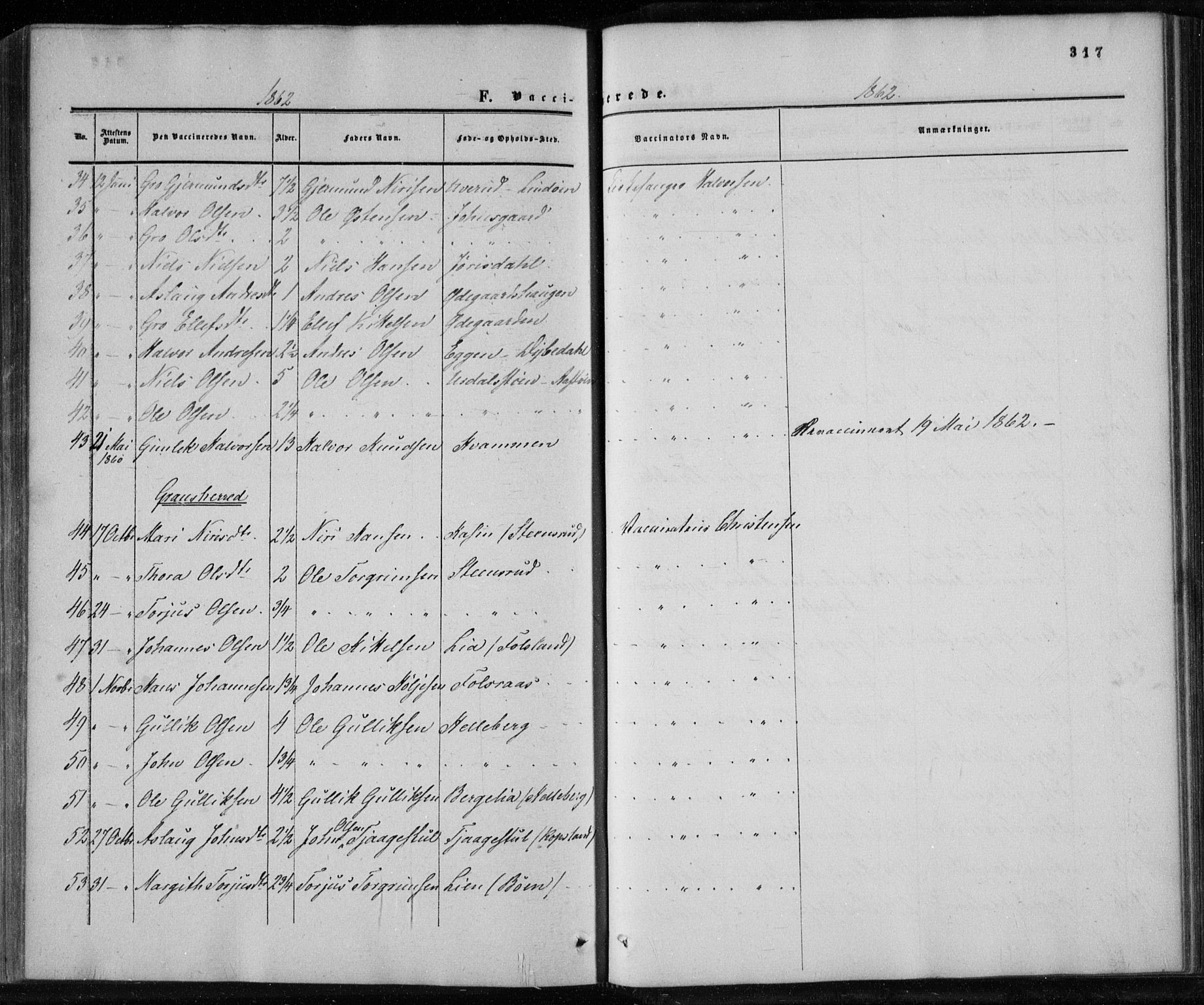 Gransherad kirkebøker, AV/SAKO-A-267/F/Fa/L0003: Parish register (official) no. I 3, 1859-1870, p. 317