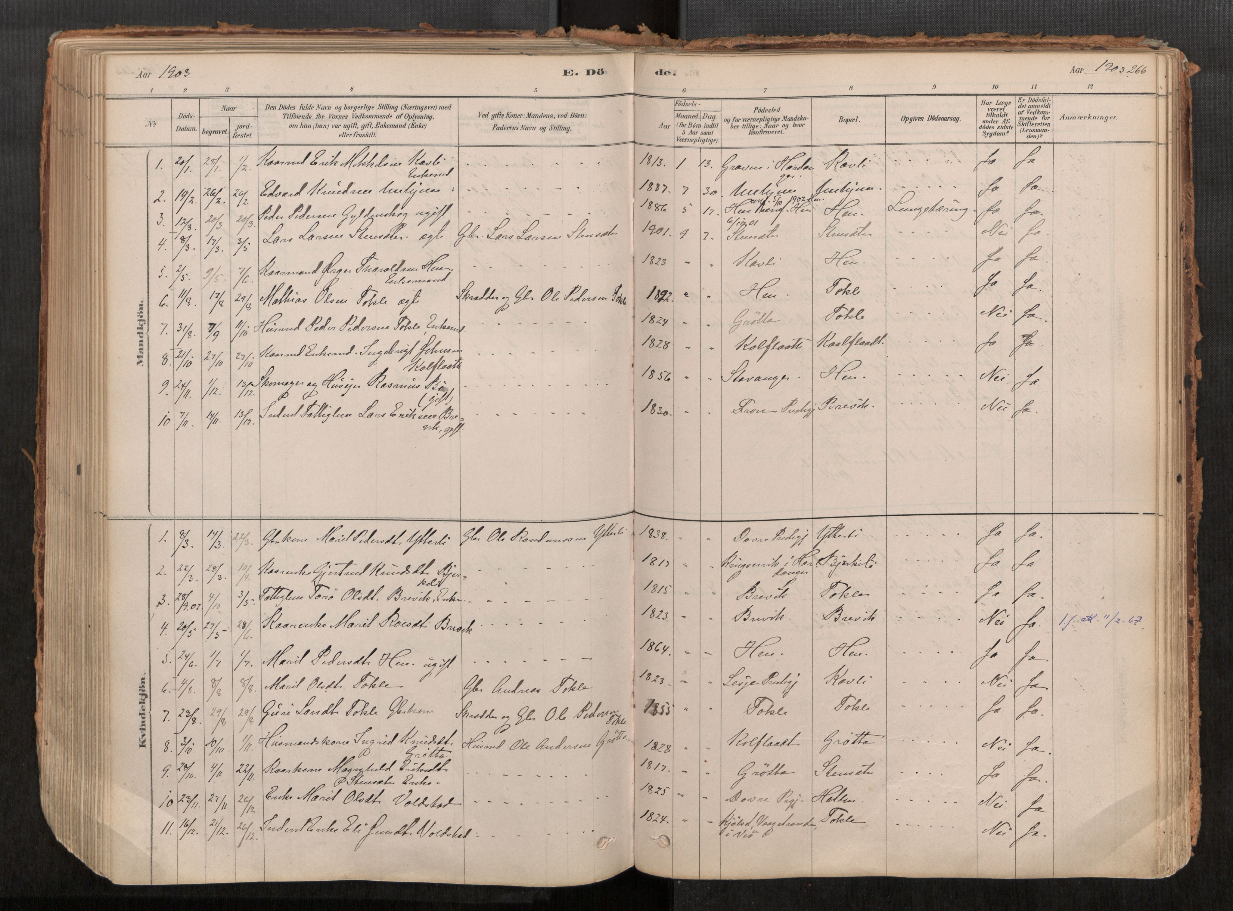 Ministerialprotokoller, klokkerbøker og fødselsregistre - Møre og Romsdal, AV/SAT-A-1454/545/L0594: Parish register (official) no. 545A03, 1878-1920, p. 266