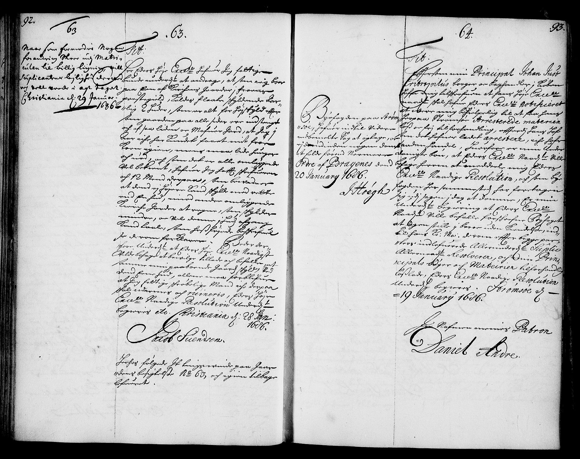 Stattholderembetet 1572-1771, AV/RA-EA-2870/Ae/L0002: Supplikasjons- og resolusjonsprotokoll, 1686, p. 92-93