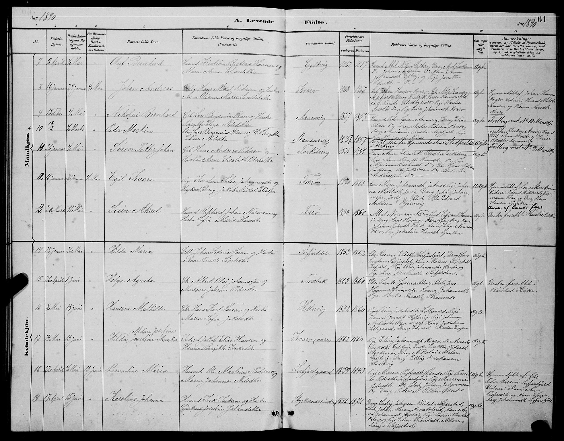 Ministerialprotokoller, klokkerbøker og fødselsregistre - Nordland, AV/SAT-A-1459/854/L0785: Parish register (copy) no. 854C01, 1883-1891, p. 61