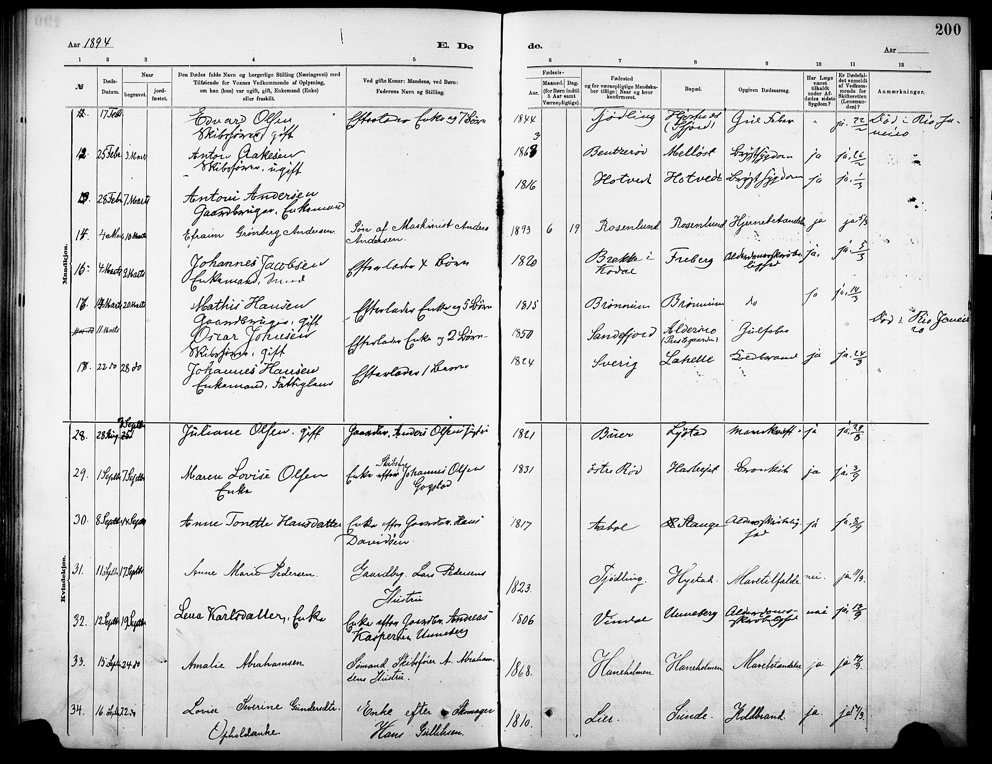 Sandar kirkebøker, AV/SAKO-A-243/F/Fa/L0013: Parish register (official) no. 13, 1883-1895, p. 200