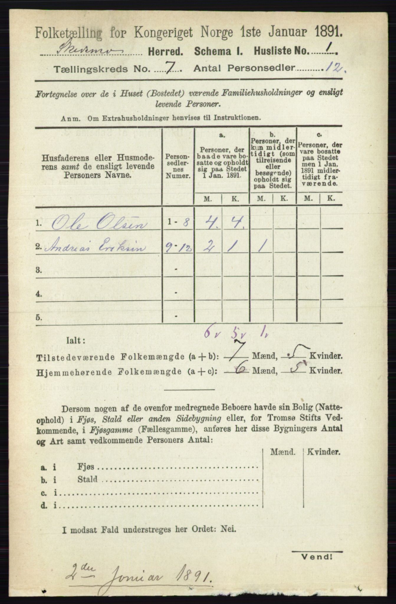 RA, 1891 census for 0231 Skedsmo, 1891, p. 3267