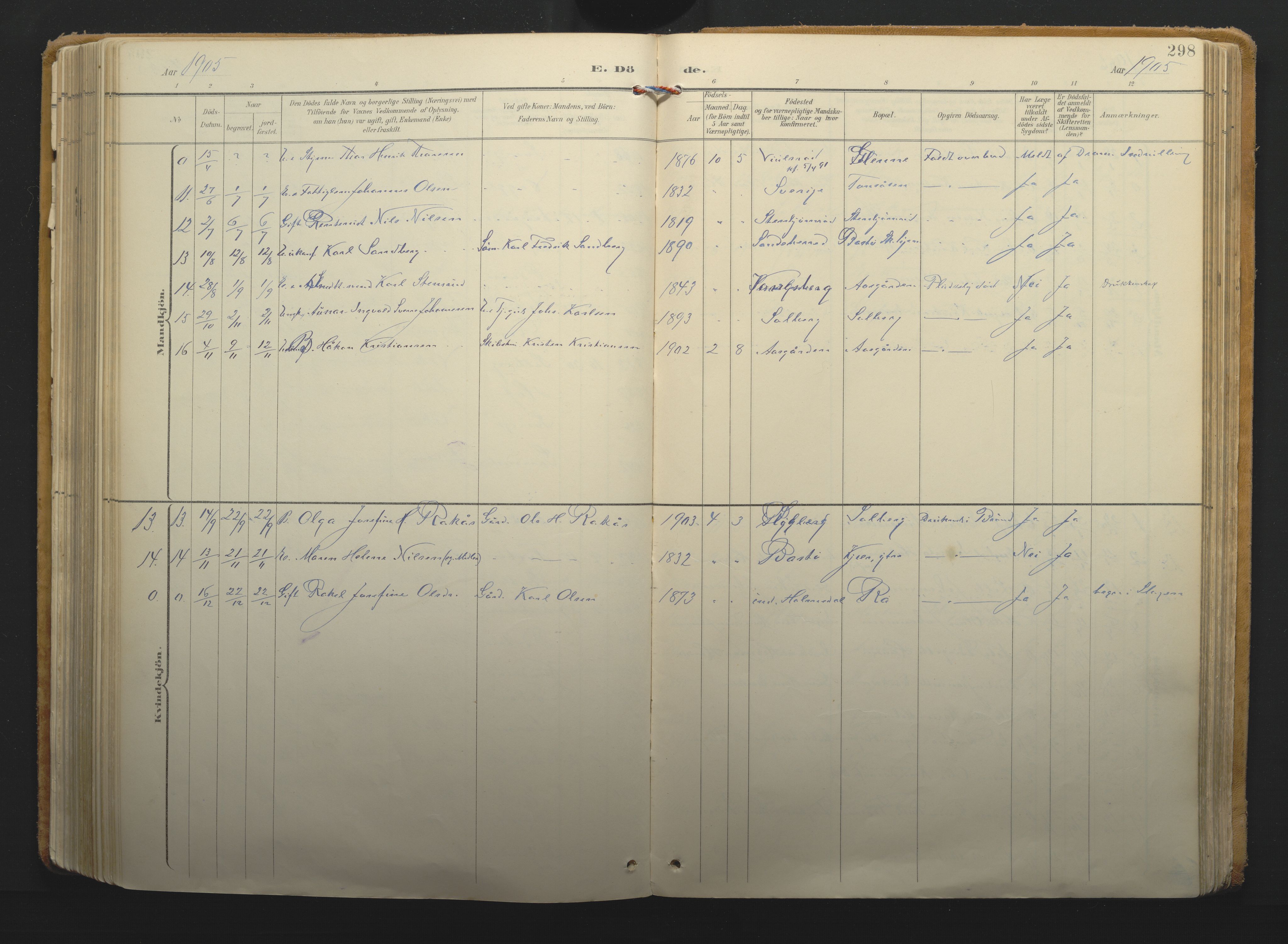 Borre kirkebøker, AV/SAKO-A-338/F/Fa/L0011: Parish register (official) no. I 11, 1897-1921, p. 298