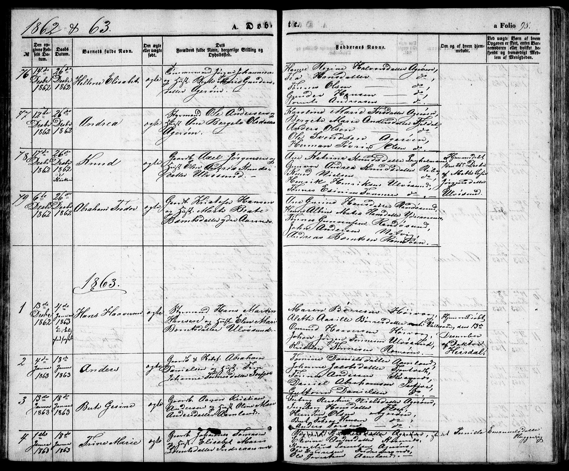 Høvåg sokneprestkontor, AV/SAK-1111-0025/F/Fb/L0002: Parish register (copy) no. B 2, 1847-1869, p. 95