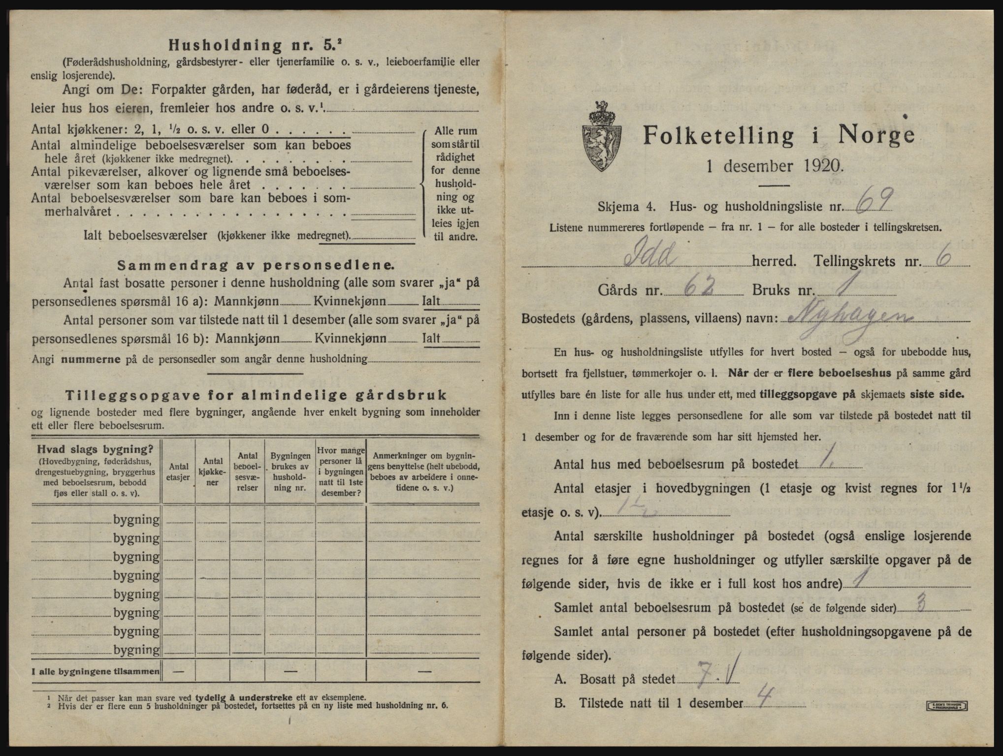 SAO, 1920 census for Idd, 1920, p. 1008