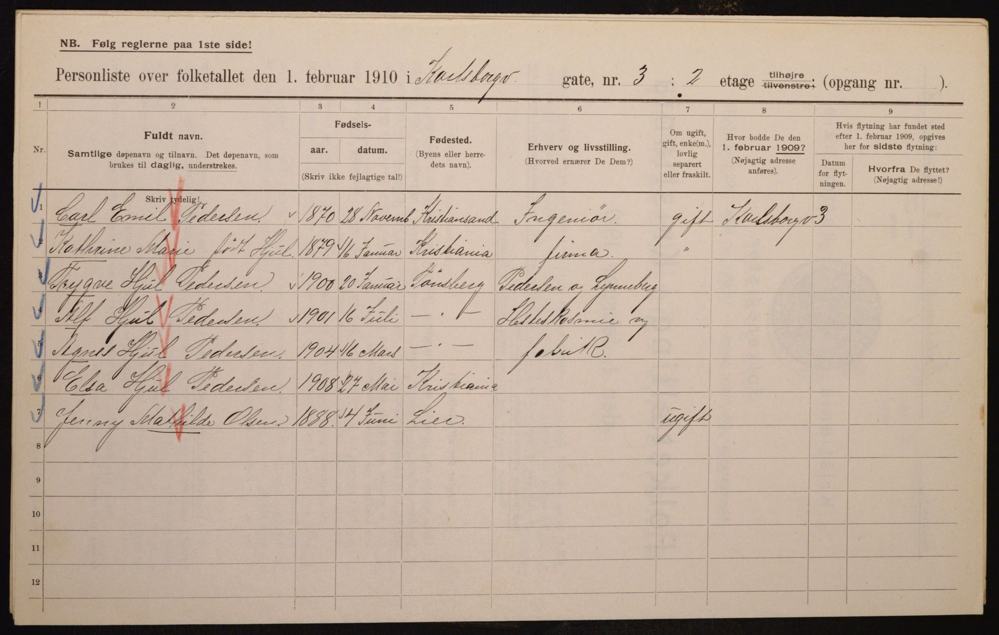 OBA, Municipal Census 1910 for Kristiania, 1910, p. 47512