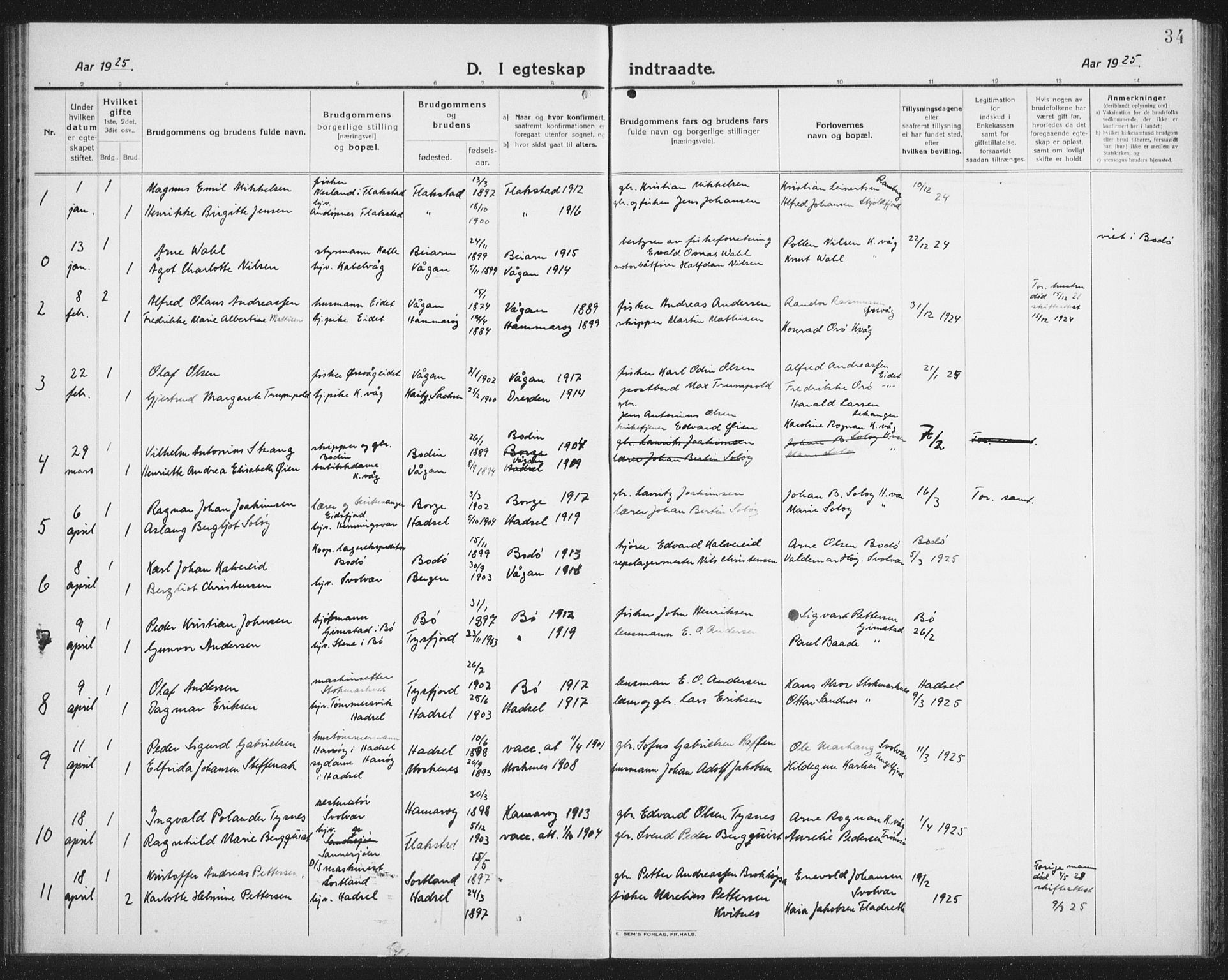 Ministerialprotokoller, klokkerbøker og fødselsregistre - Nordland, SAT/A-1459/874/L1082: Parish register (copy) no. 874C11, 1920-1939, p. 34