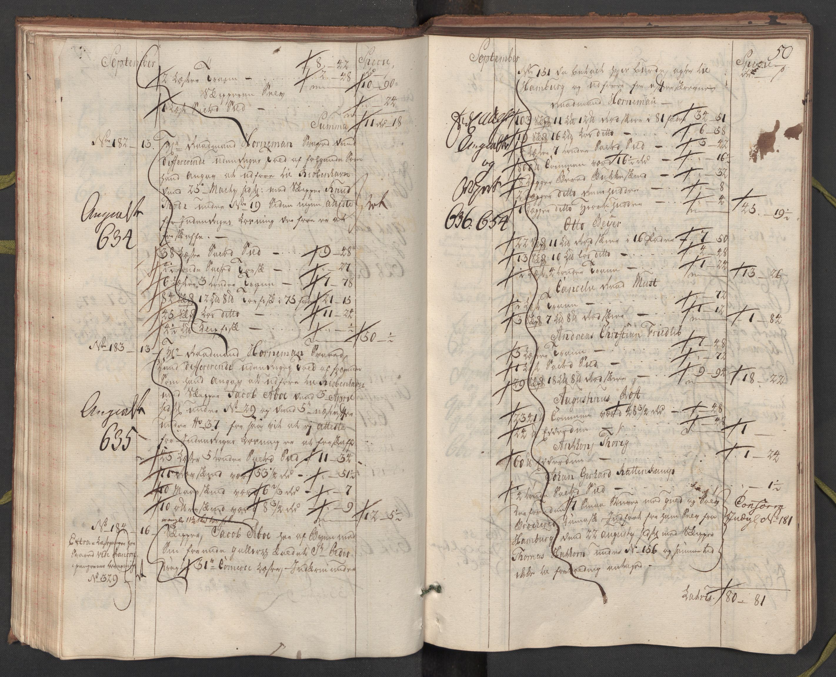 Generaltollkammeret, tollregnskaper, AV/RA-EA-5490/R33/L0057/0001: Tollregnskaper Trondheim A / Utgående hovedtollbok, 1758, p. 49b-50a