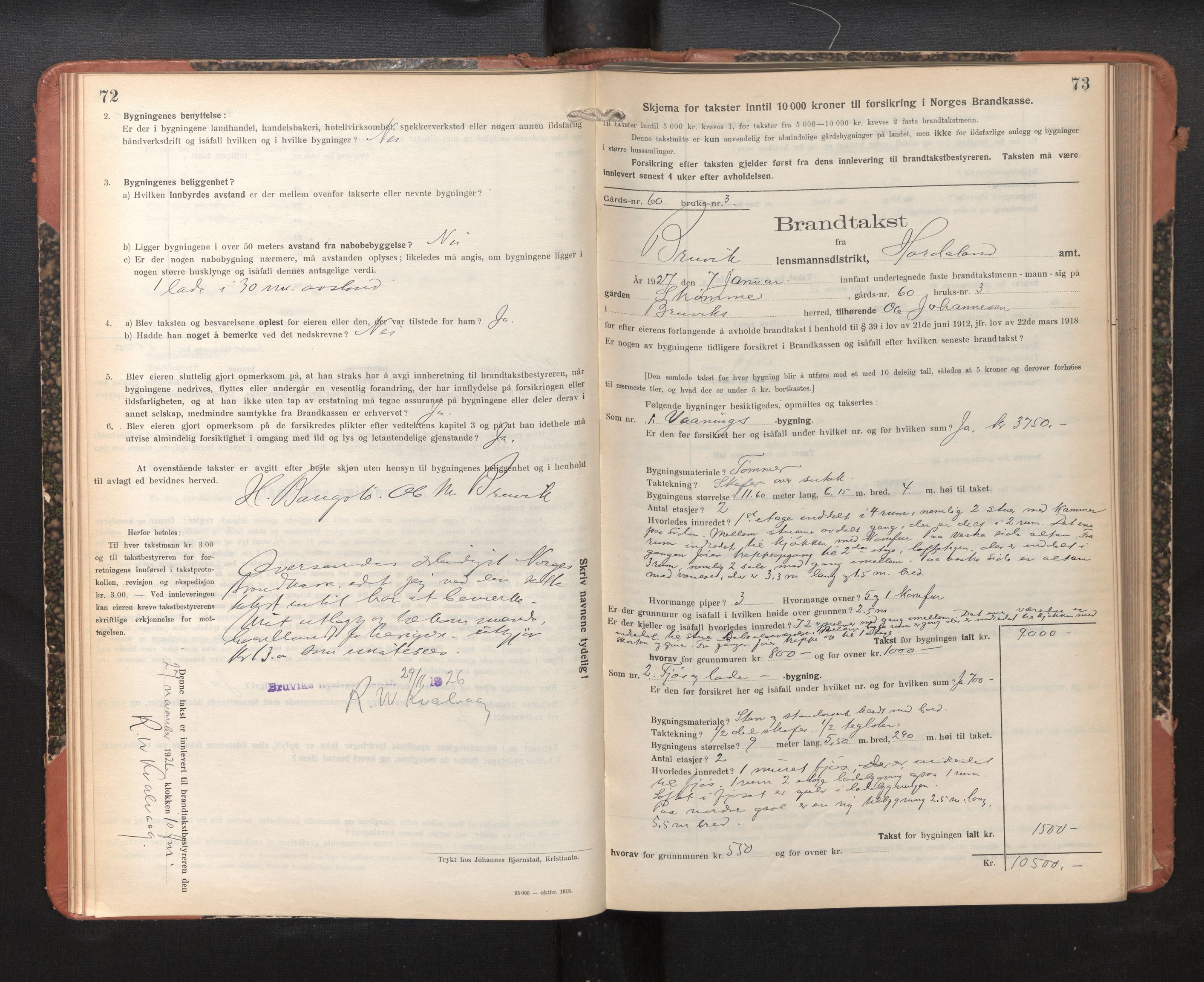 Lensmannen i Bruvik, SAB/A-31301/0012/L0010: Branntakstprotokoll, skjematakst, 1925-1936, p. 72-73