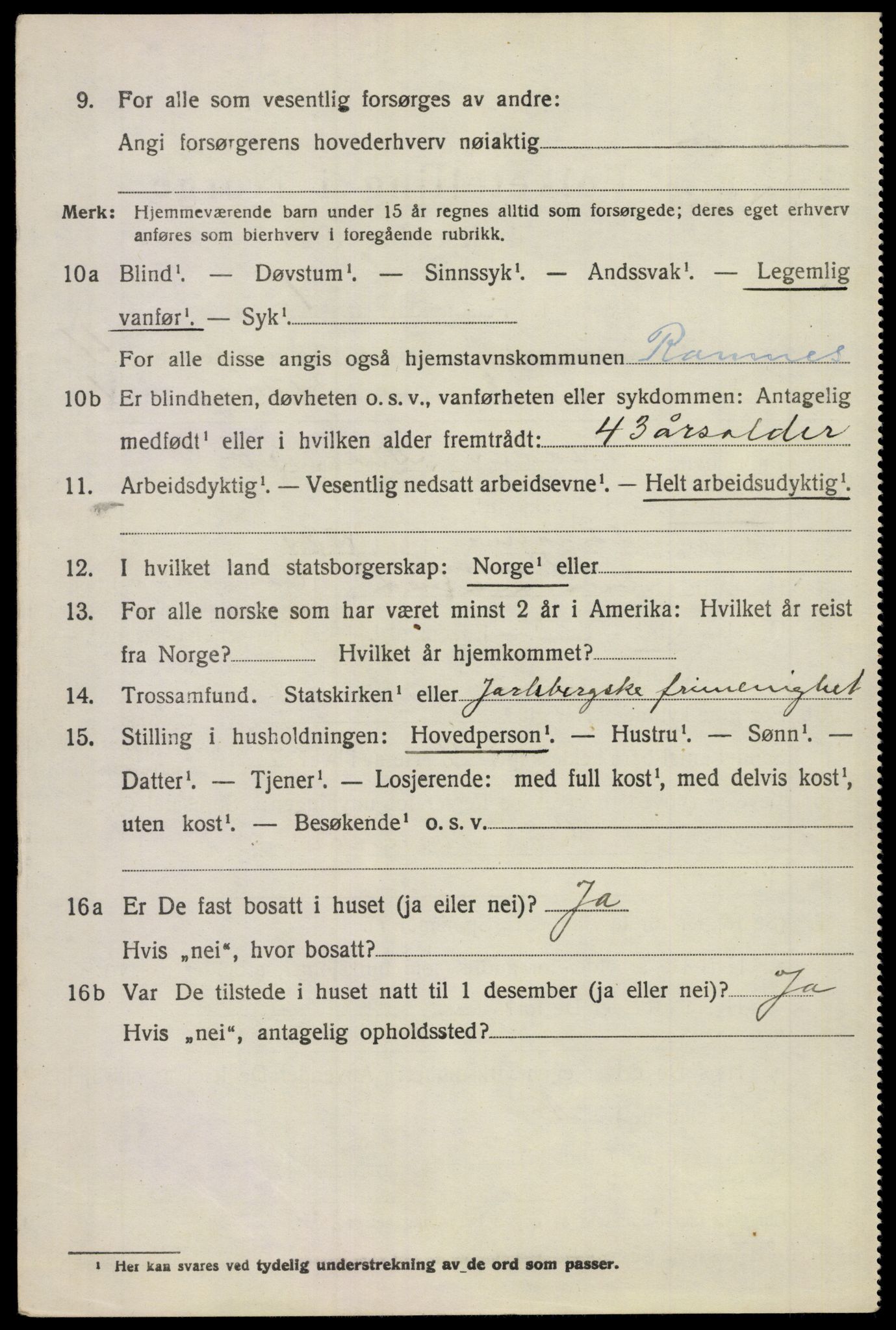 SAKO, 1920 census for Ramnes, 1920, p. 4345