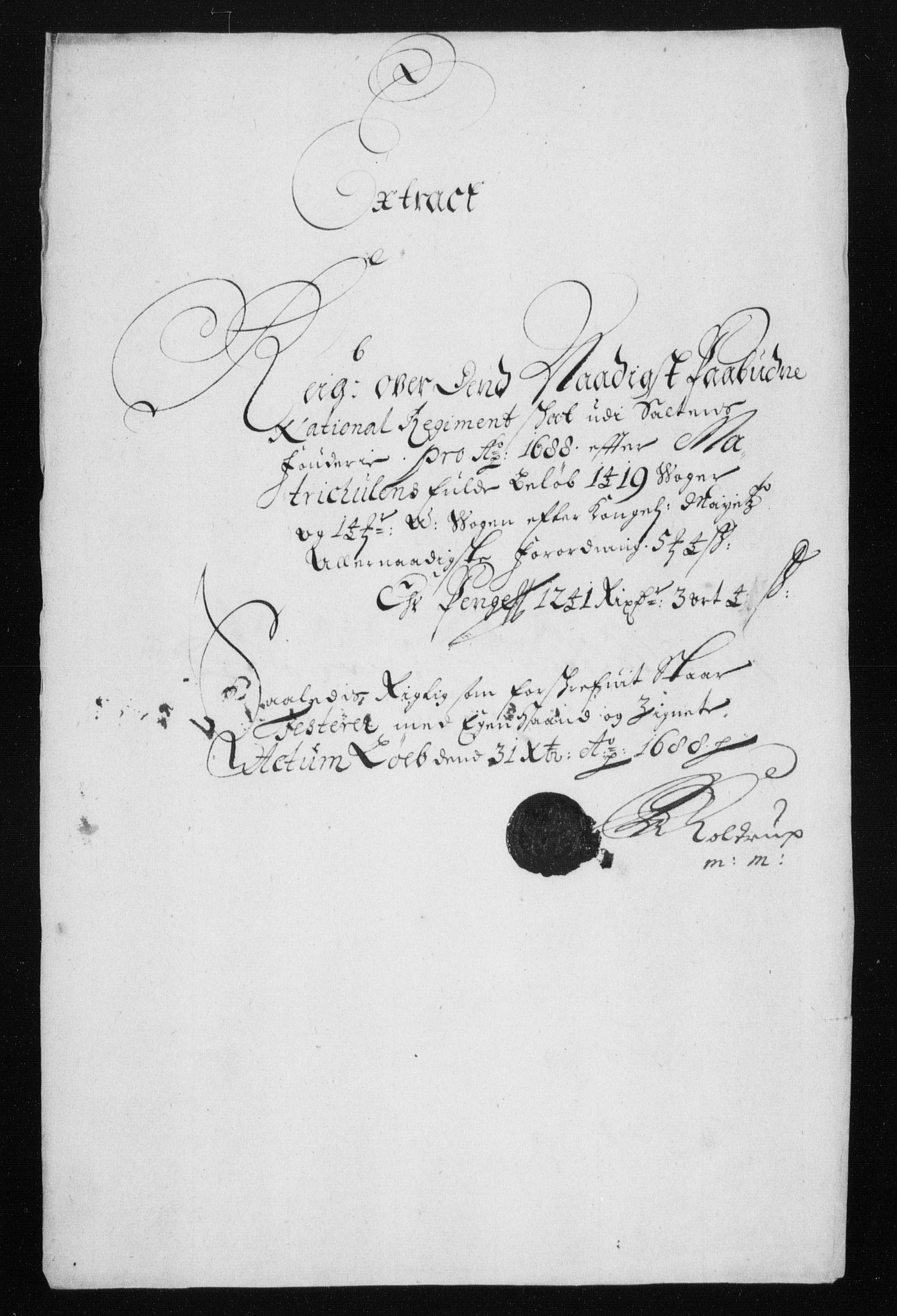 Rentekammeret inntil 1814, Reviderte regnskaper, Stiftamtstueregnskaper, Trondheim stiftamt og Nordland amt, RA/EA-6044/R/Rh/L0011: Nordland amt, 1688