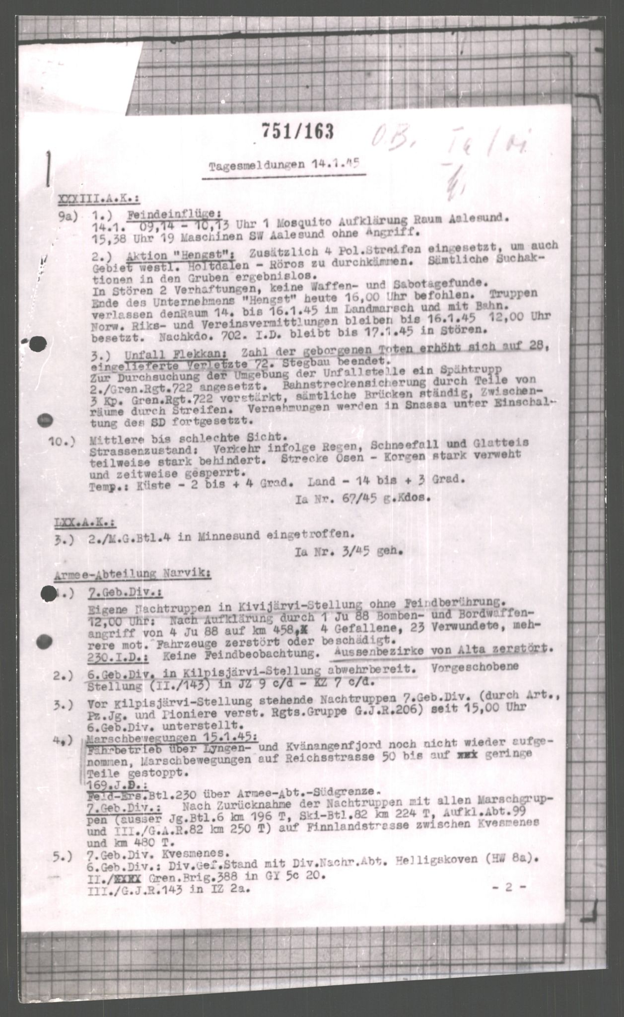 Forsvarets Overkommando. 2 kontor. Arkiv 11.4. Spredte tyske arkivsaker, AV/RA-RAFA-7031/D/Dar/Dara/L0002: Krigsdagbøker for 20. Gebirgs-Armee-Oberkommando (AOK 20), 1945, p. 24