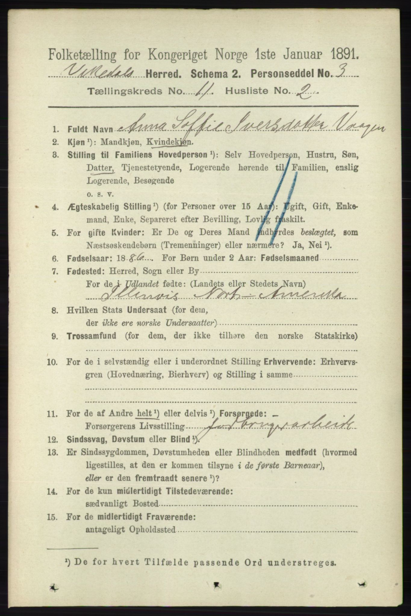 RA, 1891 census for 1157 Vikedal, 1891, p. 2902