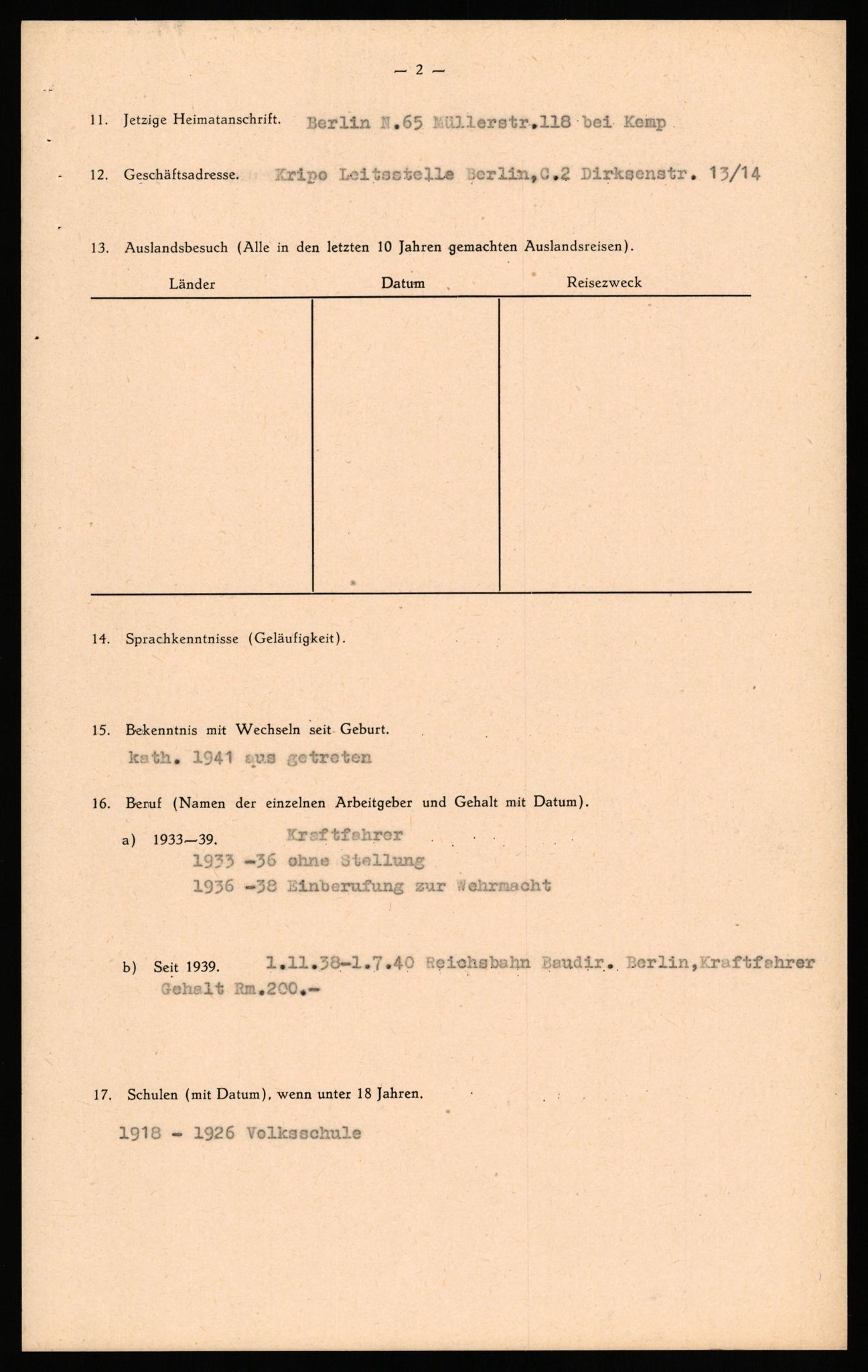 Forsvaret, Forsvarets overkommando II, AV/RA-RAFA-3915/D/Db/L0037: CI Questionaires. Tyske okkupasjonsstyrker i Norge. Tyskere., 1945-1946, p. 444