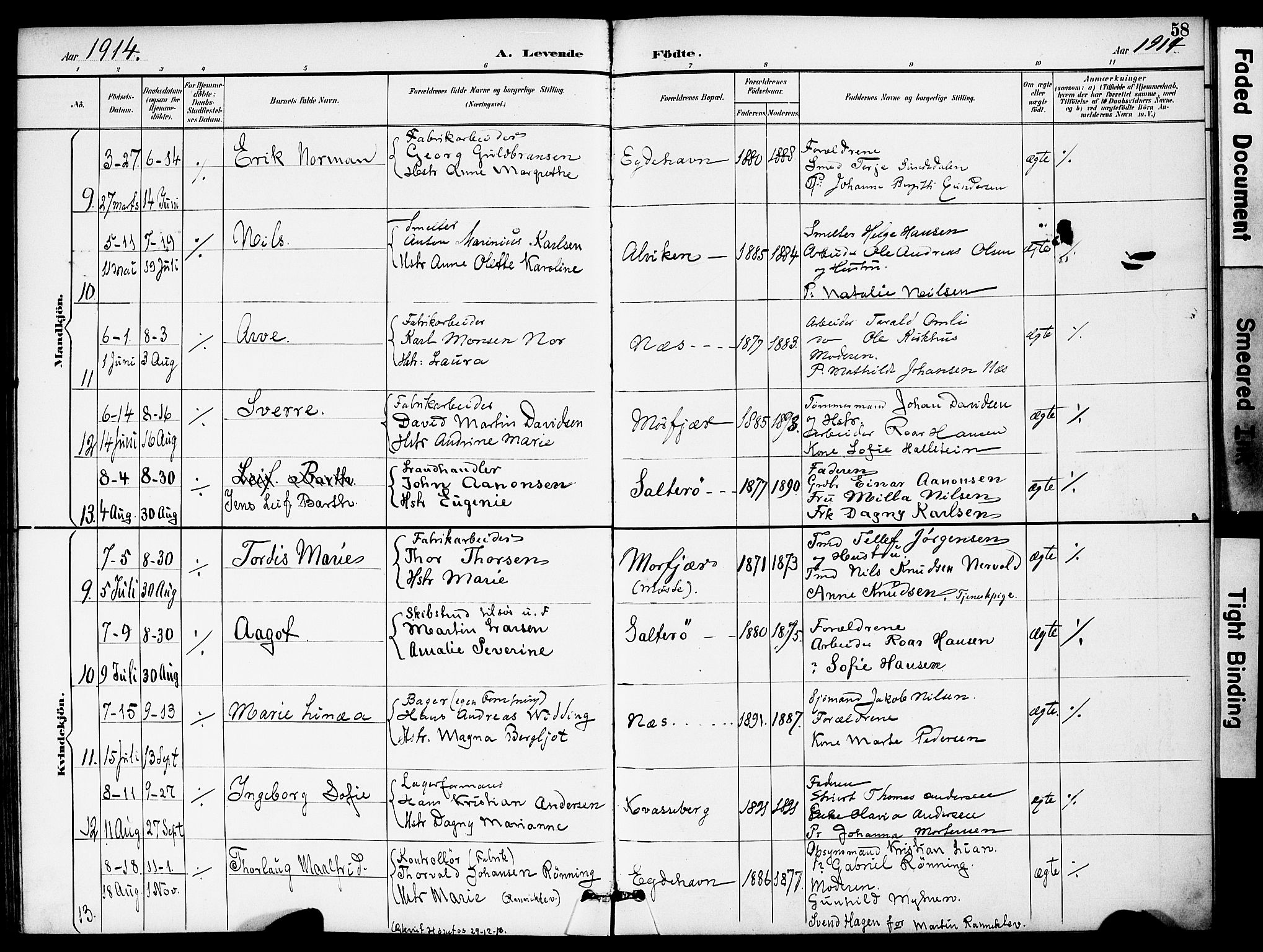 Austre Moland sokneprestkontor, AV/SAK-1111-0001/F/Fa/Fab/L0002: Parish register (official) no. A 2, 1894-1919, p. 58