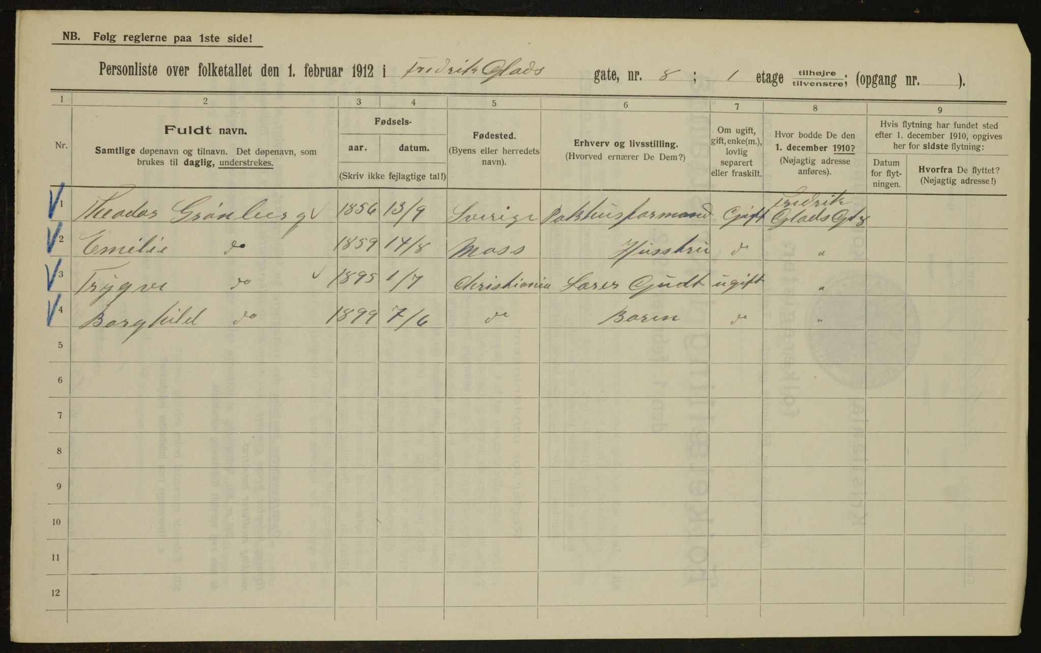 OBA, Municipal Census 1912 for Kristiania, 1912, p. 26548