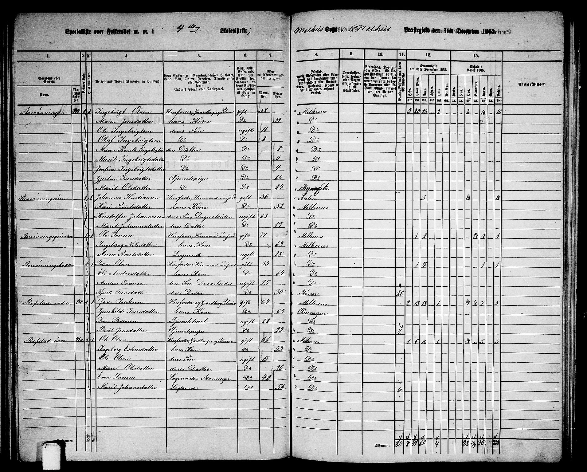 RA, 1865 census for Melhus, 1865, p. 69