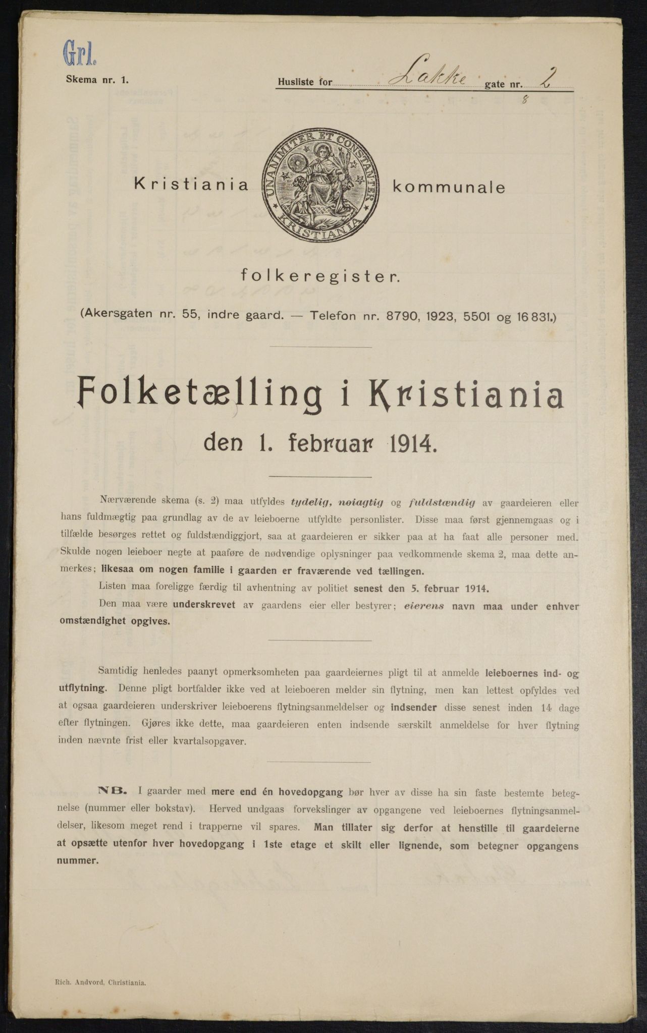 OBA, Municipal Census 1914 for Kristiania, 1914, p. 55204