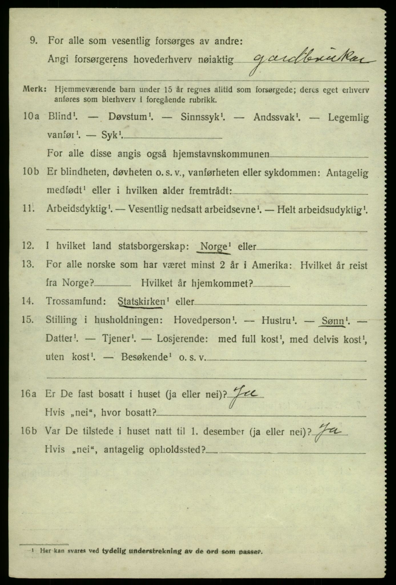 SAB, 1920 census for Granvin, 1920, p. 1533