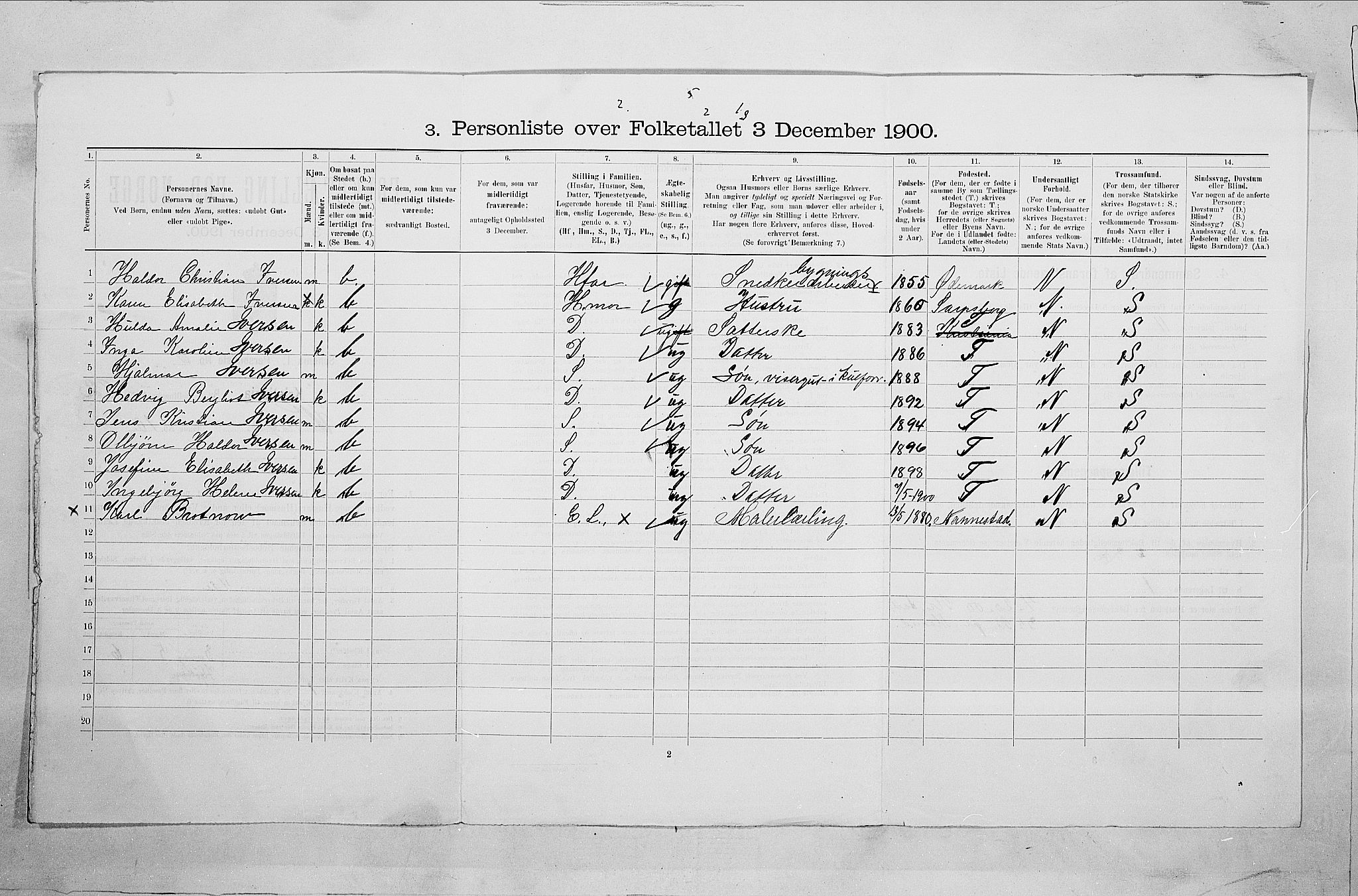 SAO, 1900 census for Kristiania, 1900, p. 113178