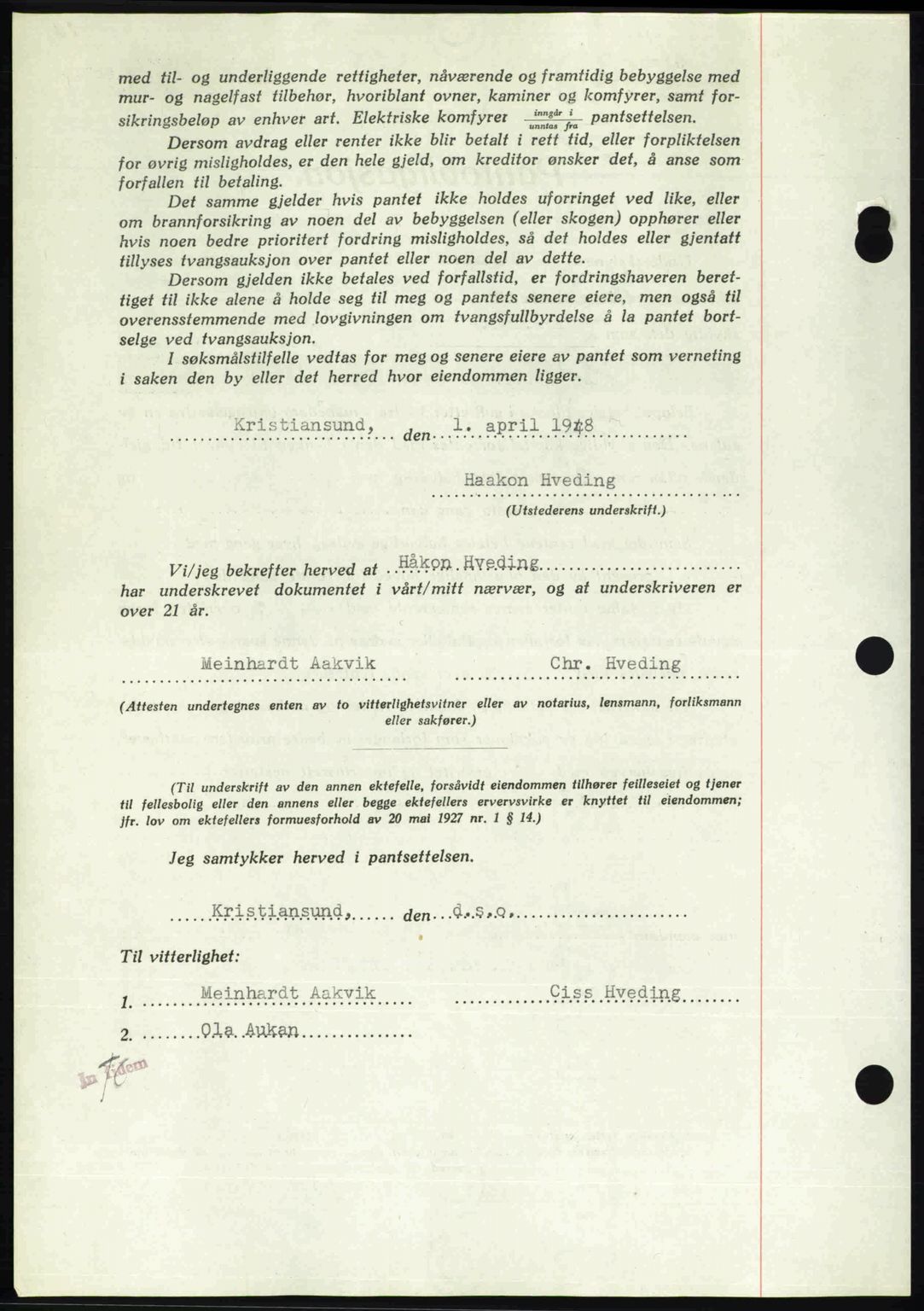 Kristiansund byfogd, AV/SAT-A-4587/A/27: Mortgage book no. 44, 1947-1948, Diary no: : 528/1948