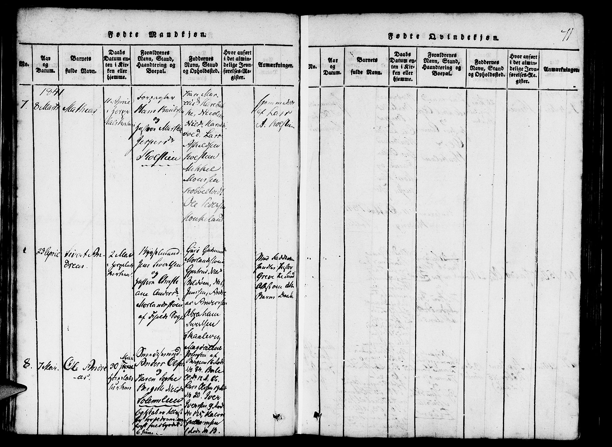 St. Jørgens hospital og Årstad sokneprestembete, AV/SAB-A-99934: Parish register (official) no. A 3, 1815-1843, p. 71