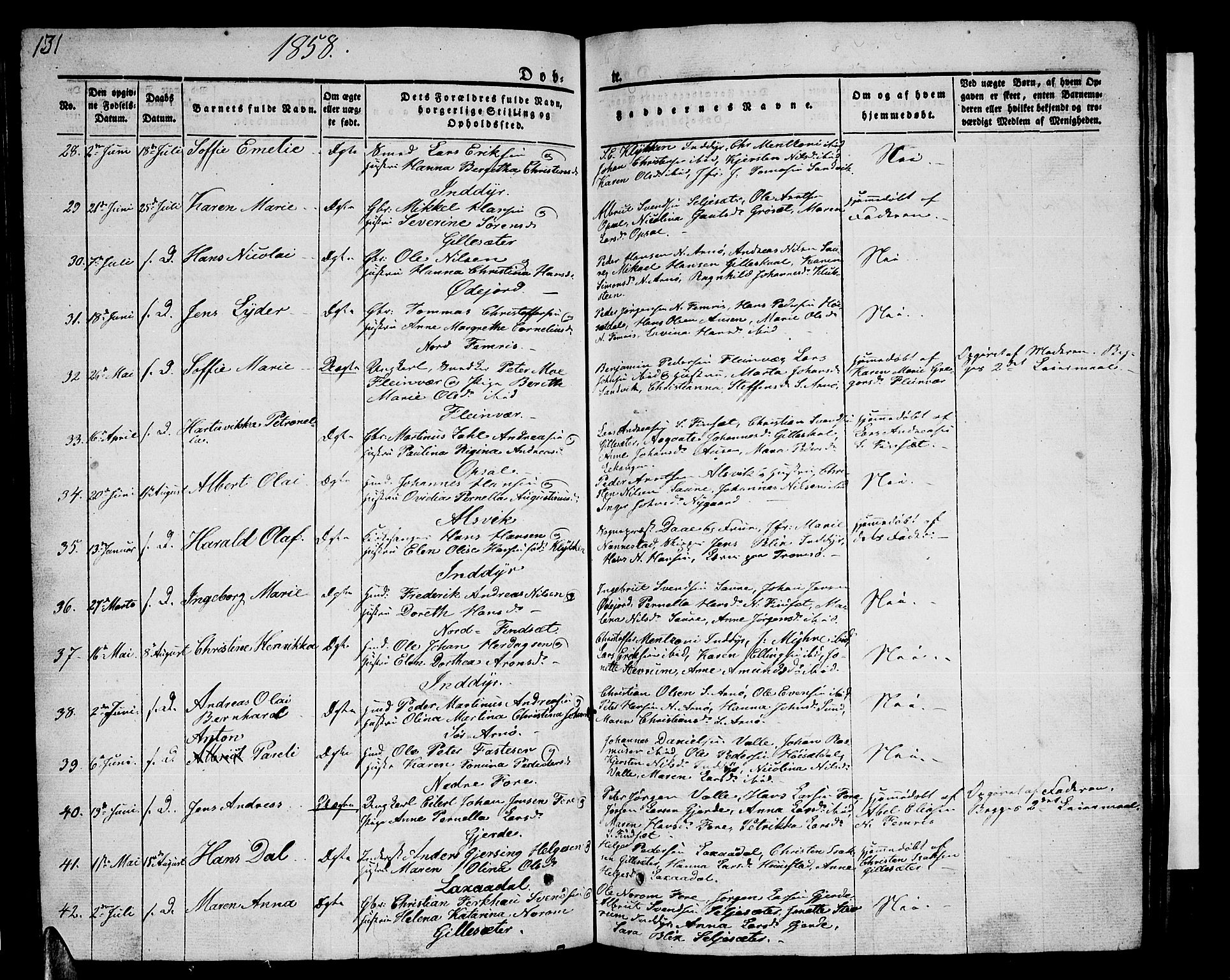 Ministerialprotokoller, klokkerbøker og fødselsregistre - Nordland, SAT/A-1459/805/L0106: Parish register (copy) no. 805C02, 1841-1861, p. 131