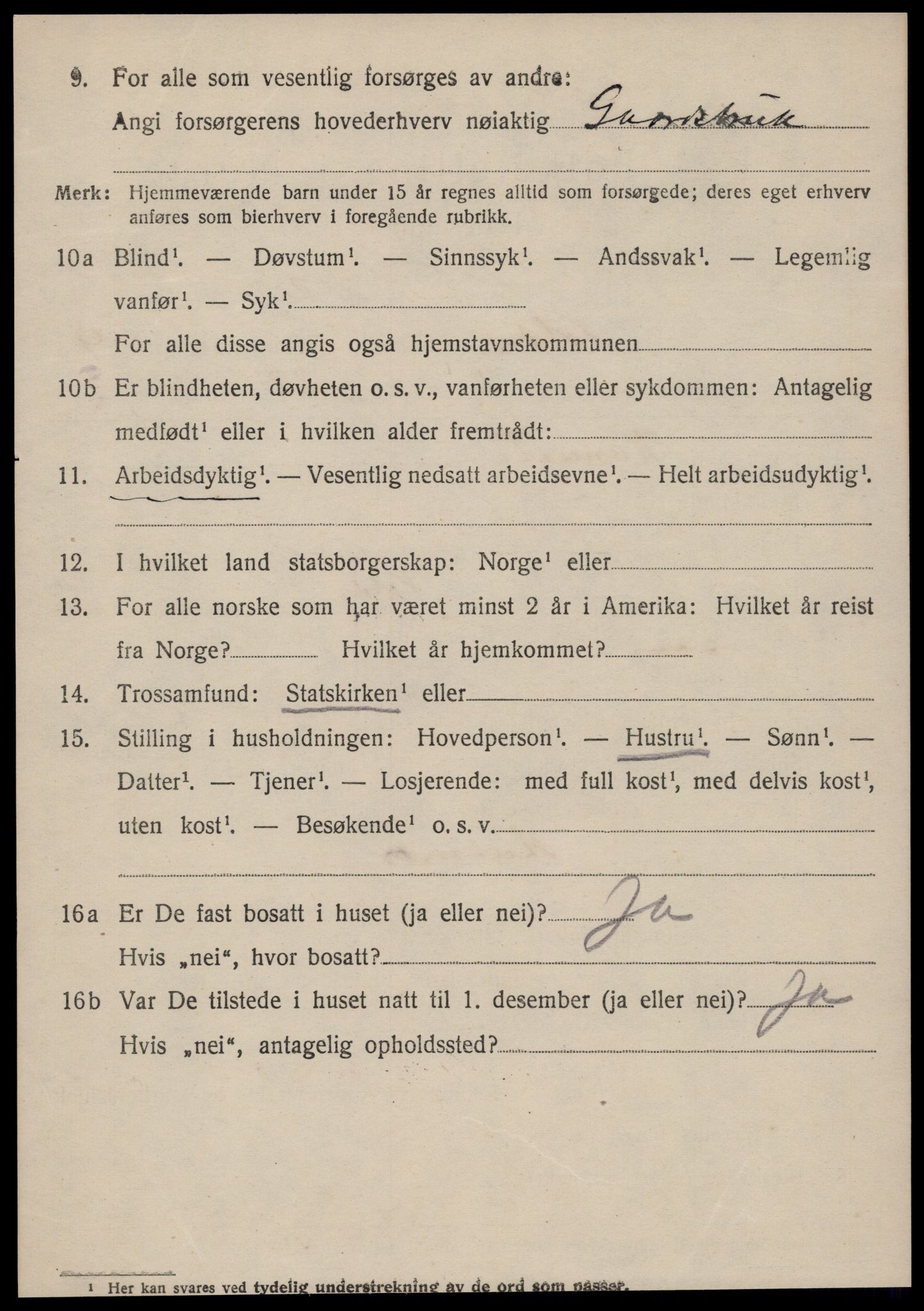 SAT, 1920 census for Volda, 1920, p. 6743