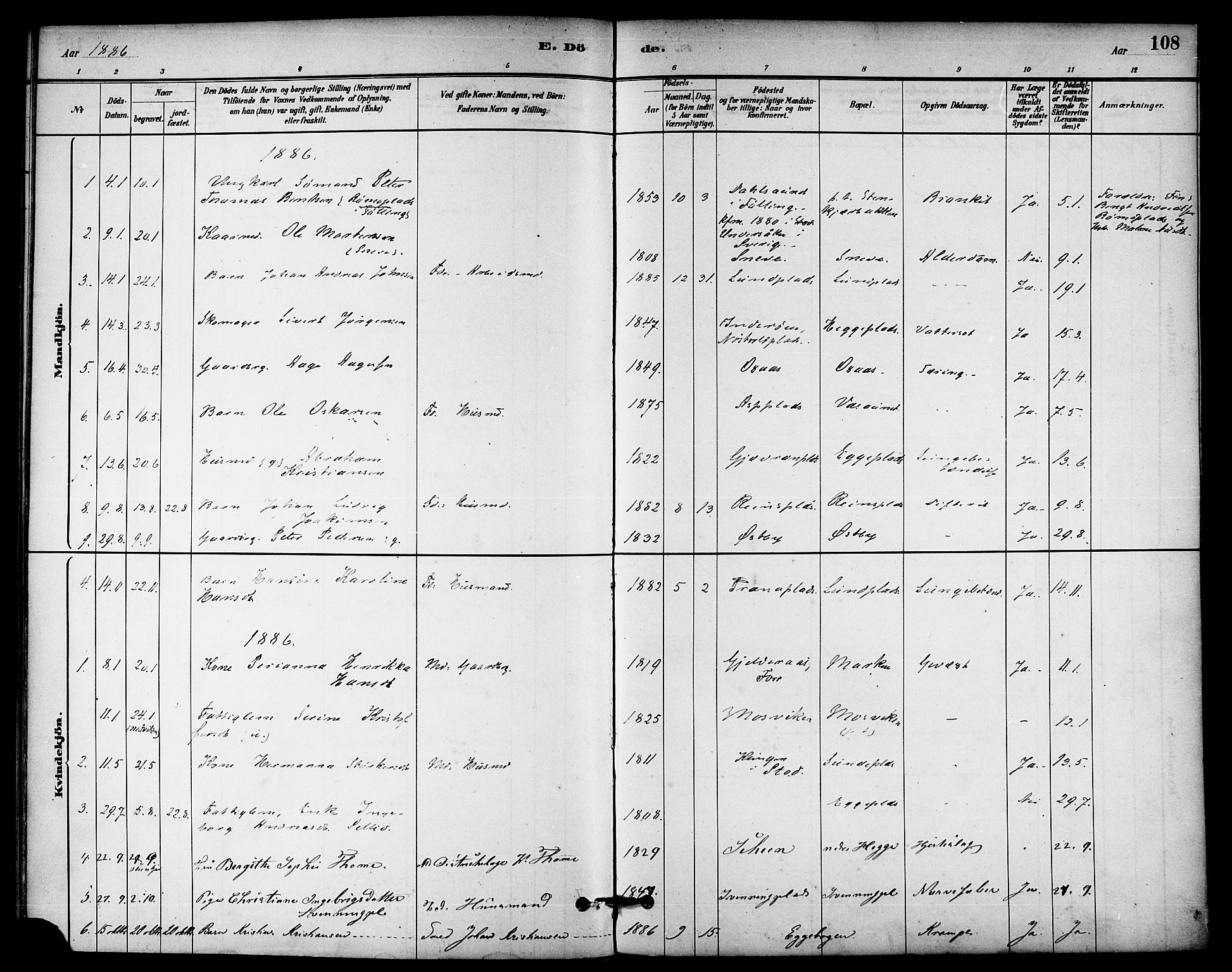 Ministerialprotokoller, klokkerbøker og fødselsregistre - Nord-Trøndelag, SAT/A-1458/740/L0378: Parish register (official) no. 740A01, 1881-1895, p. 108