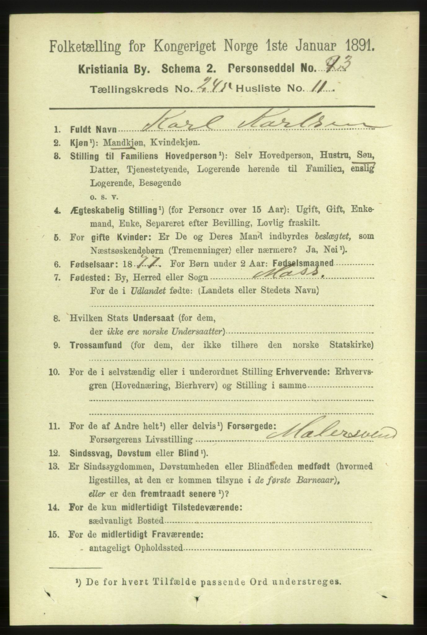 RA, 1891 census for 0301 Kristiania, 1891, p. 149650