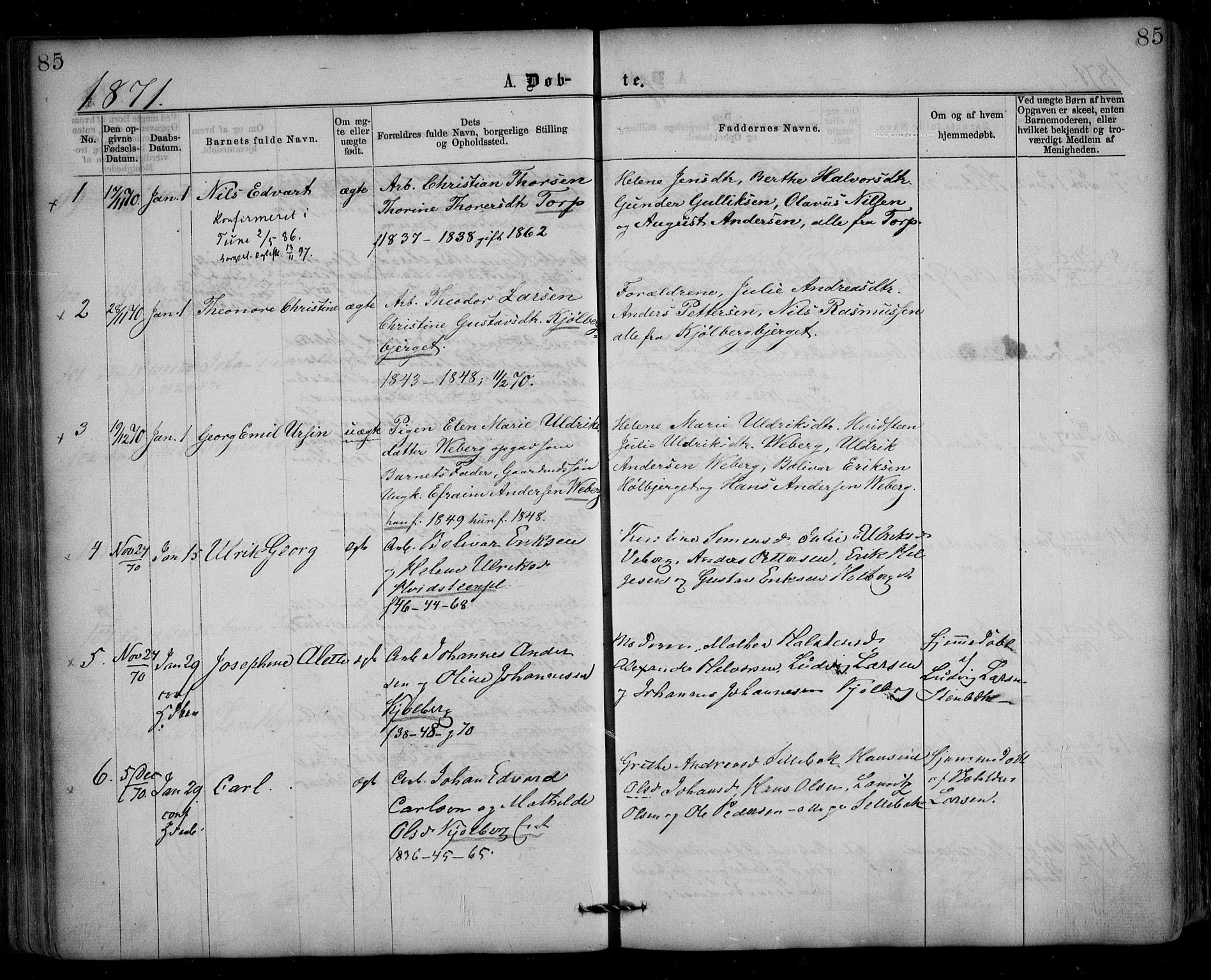 Borge prestekontor Kirkebøker, SAO/A-10903/F/Fa/L0006: Parish register (official) no. I 6, 1861-1874, p. 85