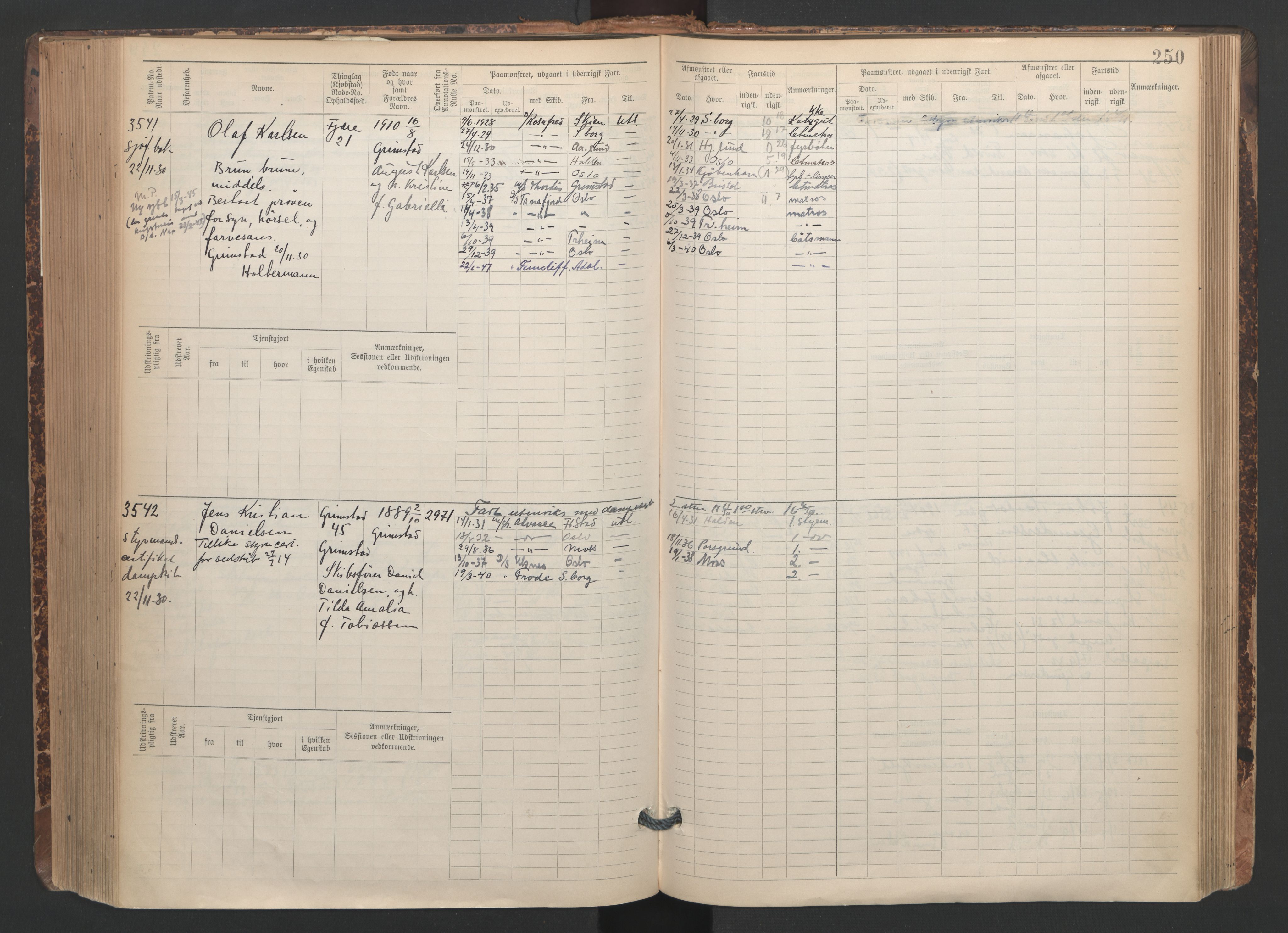 Grimstad mønstringskrets, AV/SAK-2031-0013/F/Fb/L0005: Hovedrulle A nr 3043-3804, F-8, 1900-1948, p. 253