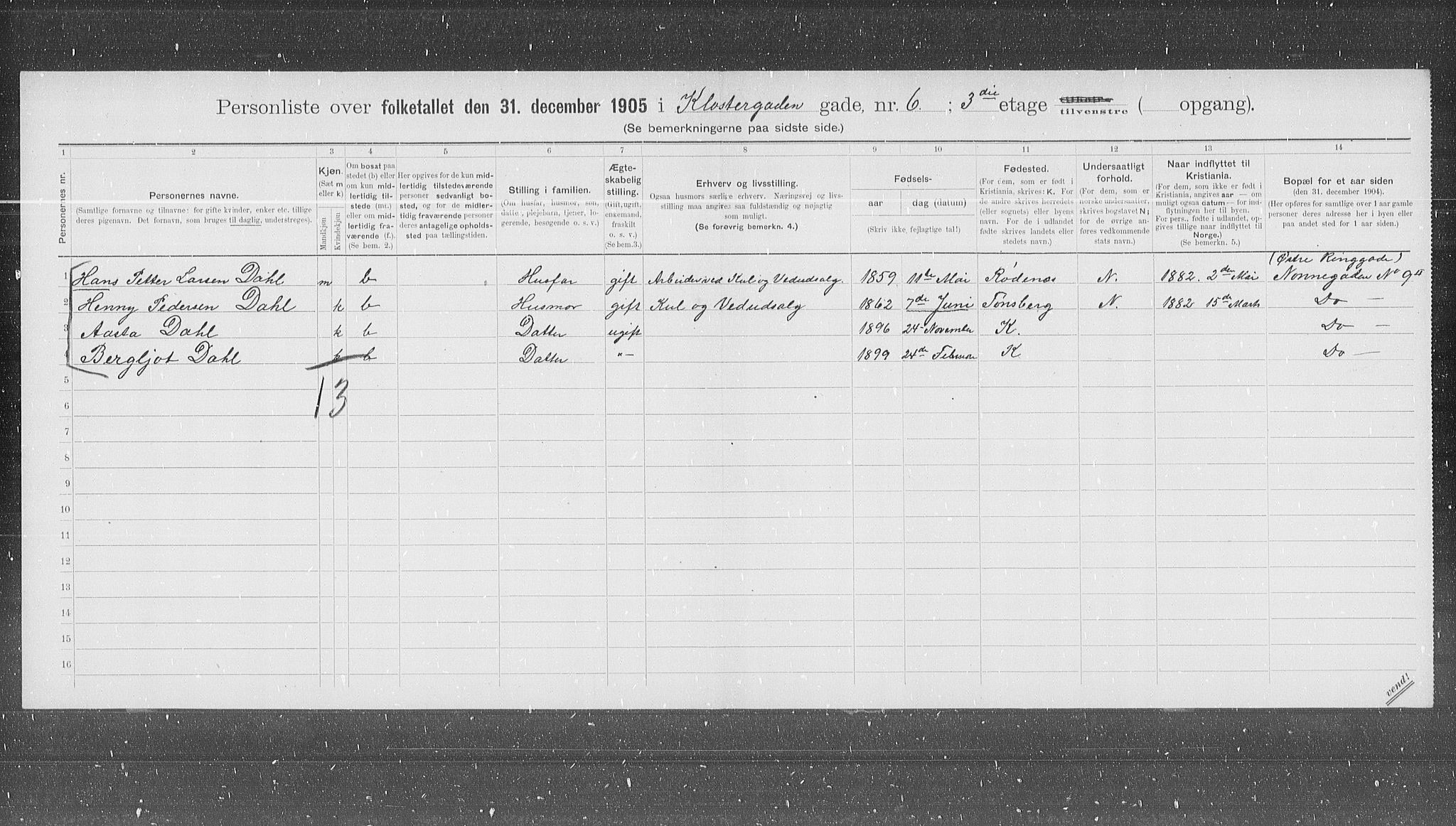 OBA, Municipal Census 1905 for Kristiania, 1905, p. 27469