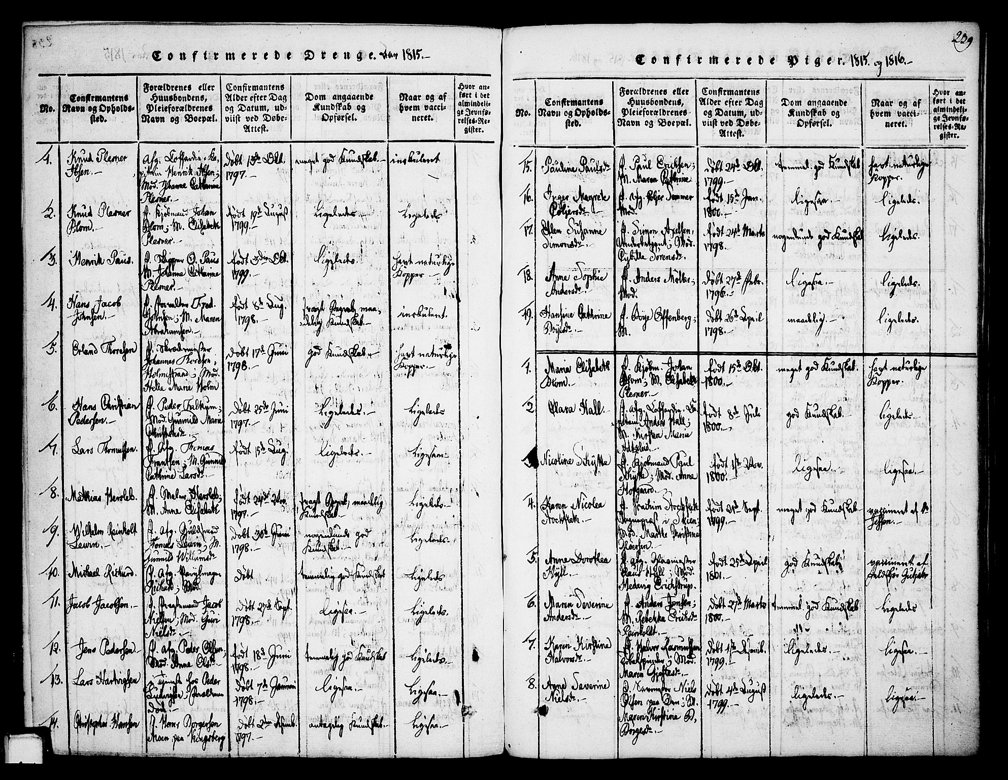Skien kirkebøker, SAKO/A-302/F/Fa/L0005: Parish register (official) no. 5, 1814-1843, p. 239