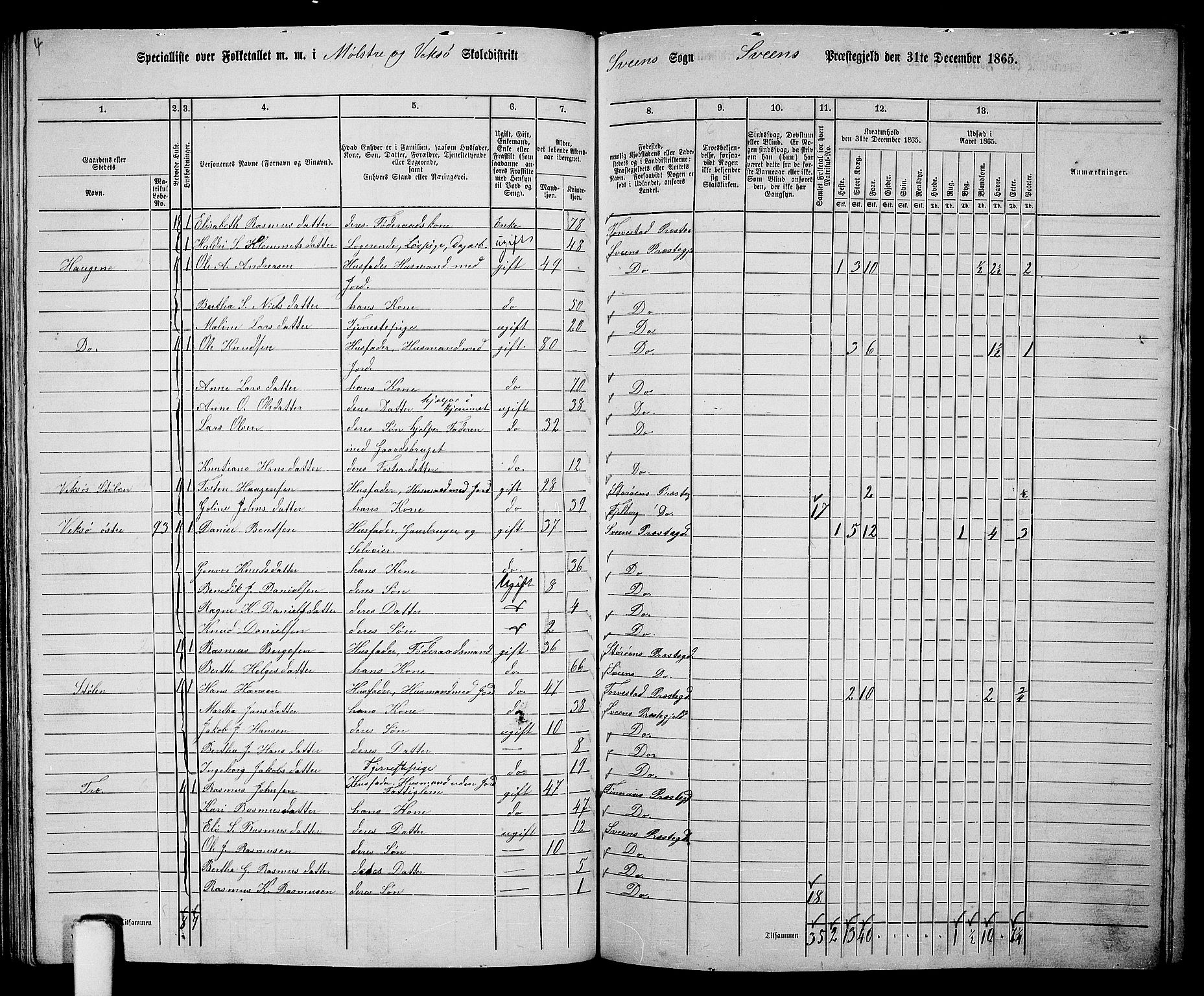 RA, 1865 census for Sveio, 1865, p. 120