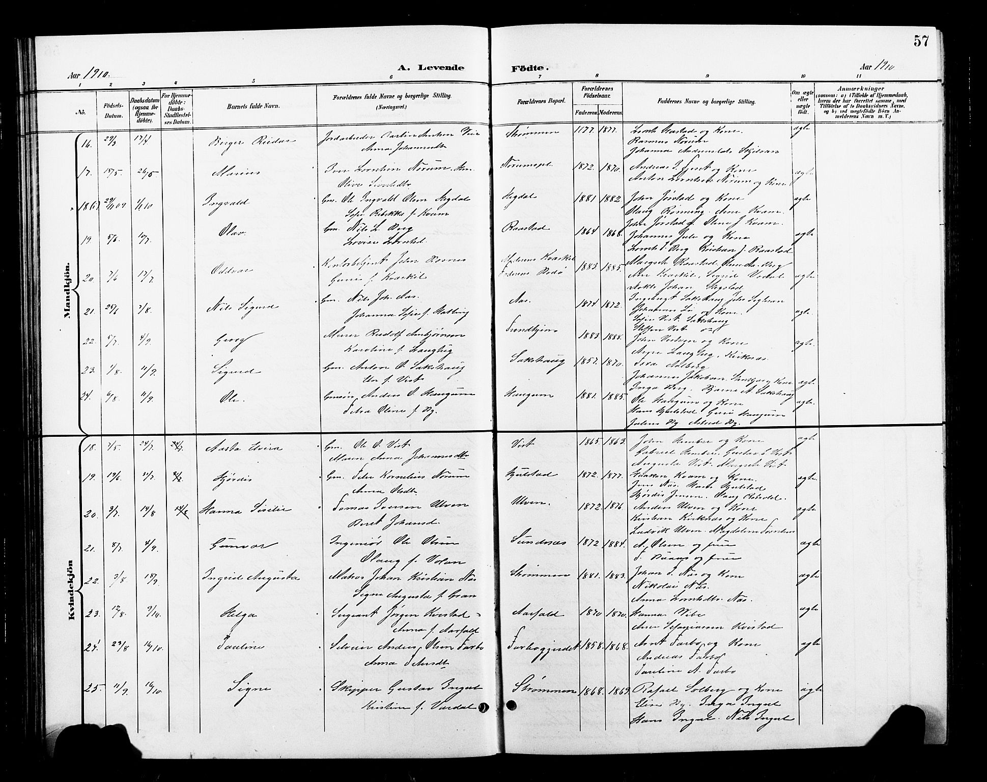 Ministerialprotokoller, klokkerbøker og fødselsregistre - Nord-Trøndelag, AV/SAT-A-1458/730/L0302: Parish register (copy) no. 730C05, 1898-1924, p. 57