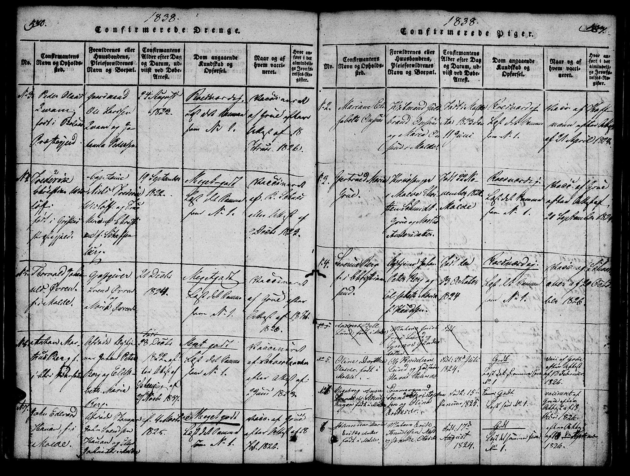 Ministerialprotokoller, klokkerbøker og fødselsregistre - Møre og Romsdal, SAT/A-1454/558/L0688: Parish register (official) no. 558A02, 1818-1843, p. 536-537