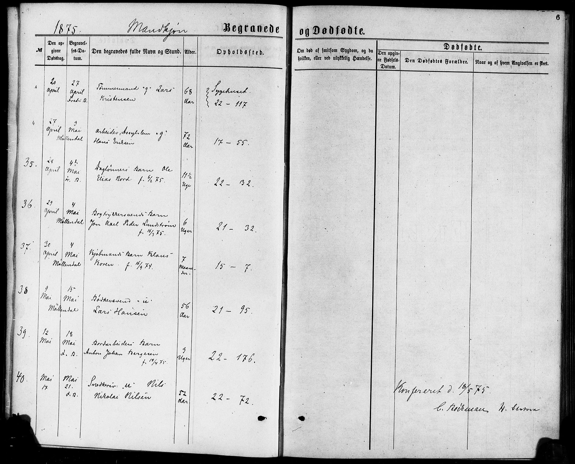 Korskirken sokneprestembete, SAB/A-76101/H/Haa/L0046: Parish register (official) no. E 4, 1875-1883, p. 6
