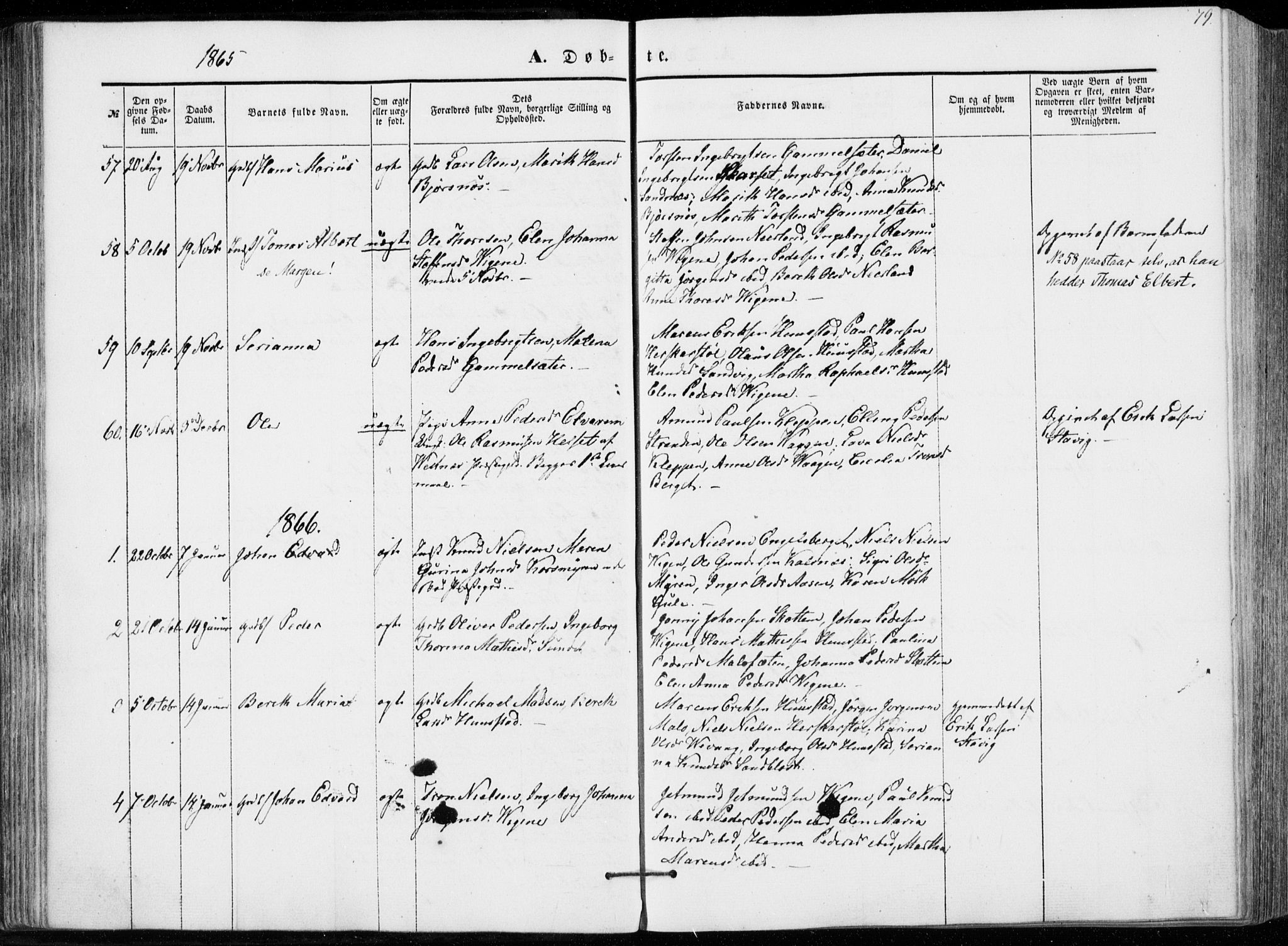 Ministerialprotokoller, klokkerbøker og fødselsregistre - Møre og Romsdal, AV/SAT-A-1454/566/L0767: Parish register (official) no. 566A06, 1852-1868, p. 79