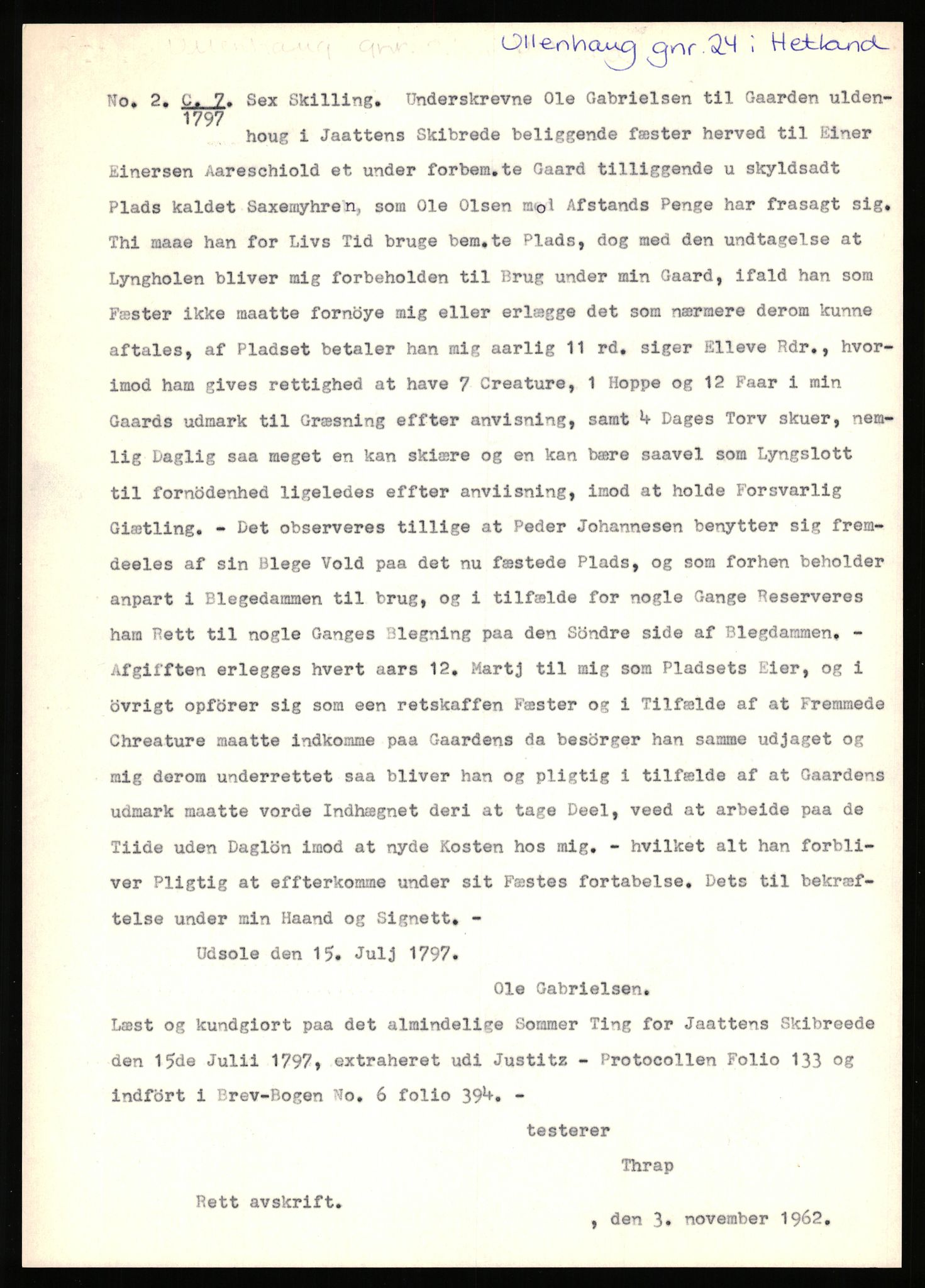 Statsarkivet i Stavanger, SAST/A-101971/03/Y/Yj/L0090: Avskrifter sortert etter gårdsnavn: Tøtland - Underberge, 1750-1930, p. 438