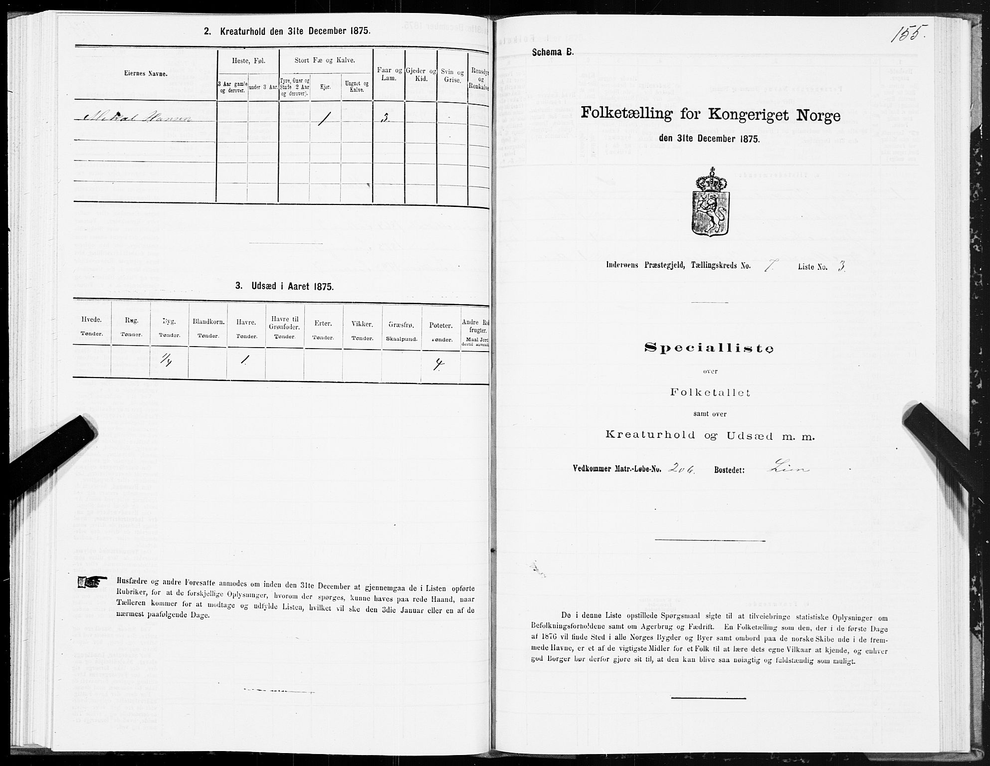 SAT, 1875 census for 1729P Inderøy, 1875, p. 4155