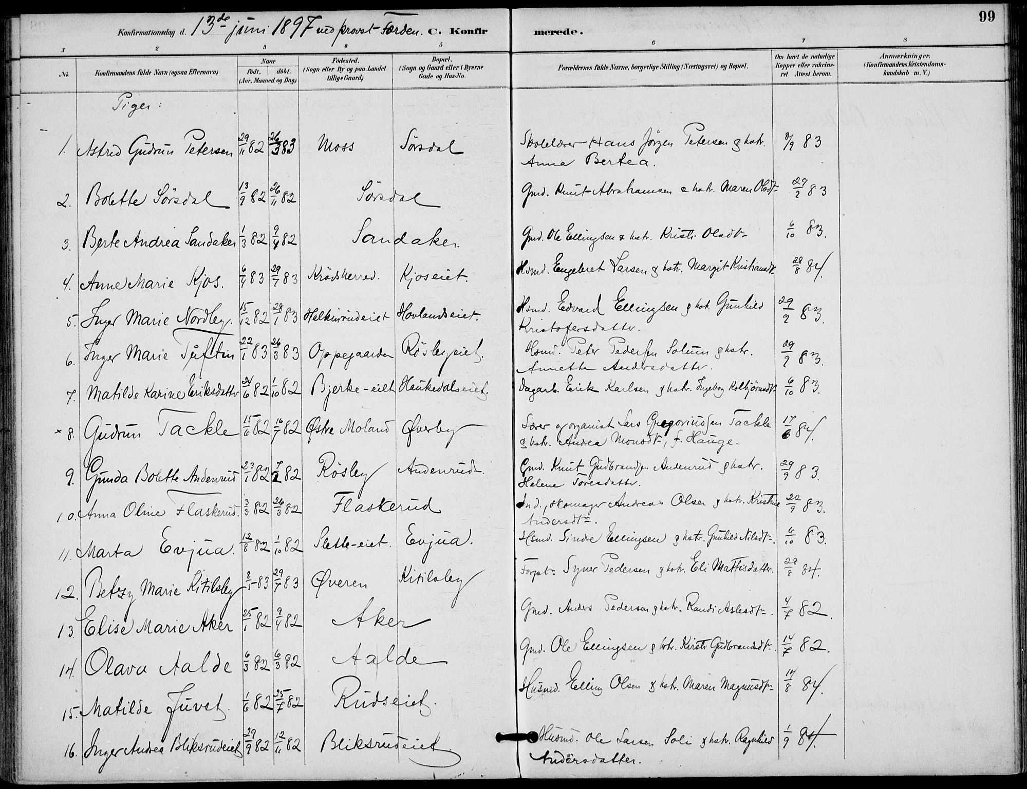 Lunder kirkebøker, AV/SAKO-A-629/F/Fa/L0001: Parish register (official) no. I 1, 1885-1912, p. 99