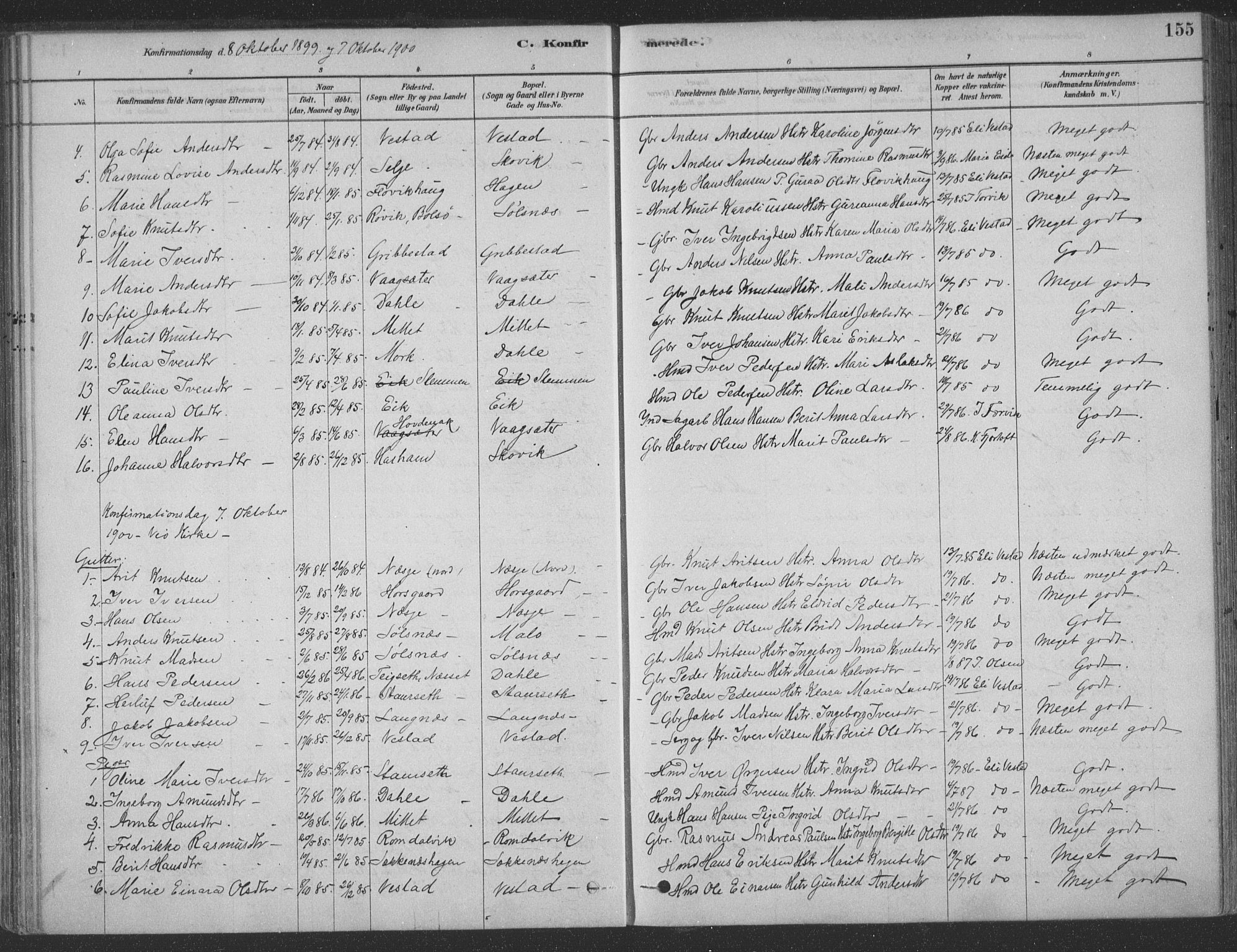 Ministerialprotokoller, klokkerbøker og fødselsregistre - Møre og Romsdal, SAT/A-1454/547/L0604: Parish register (official) no. 547A06, 1878-1906, p. 155