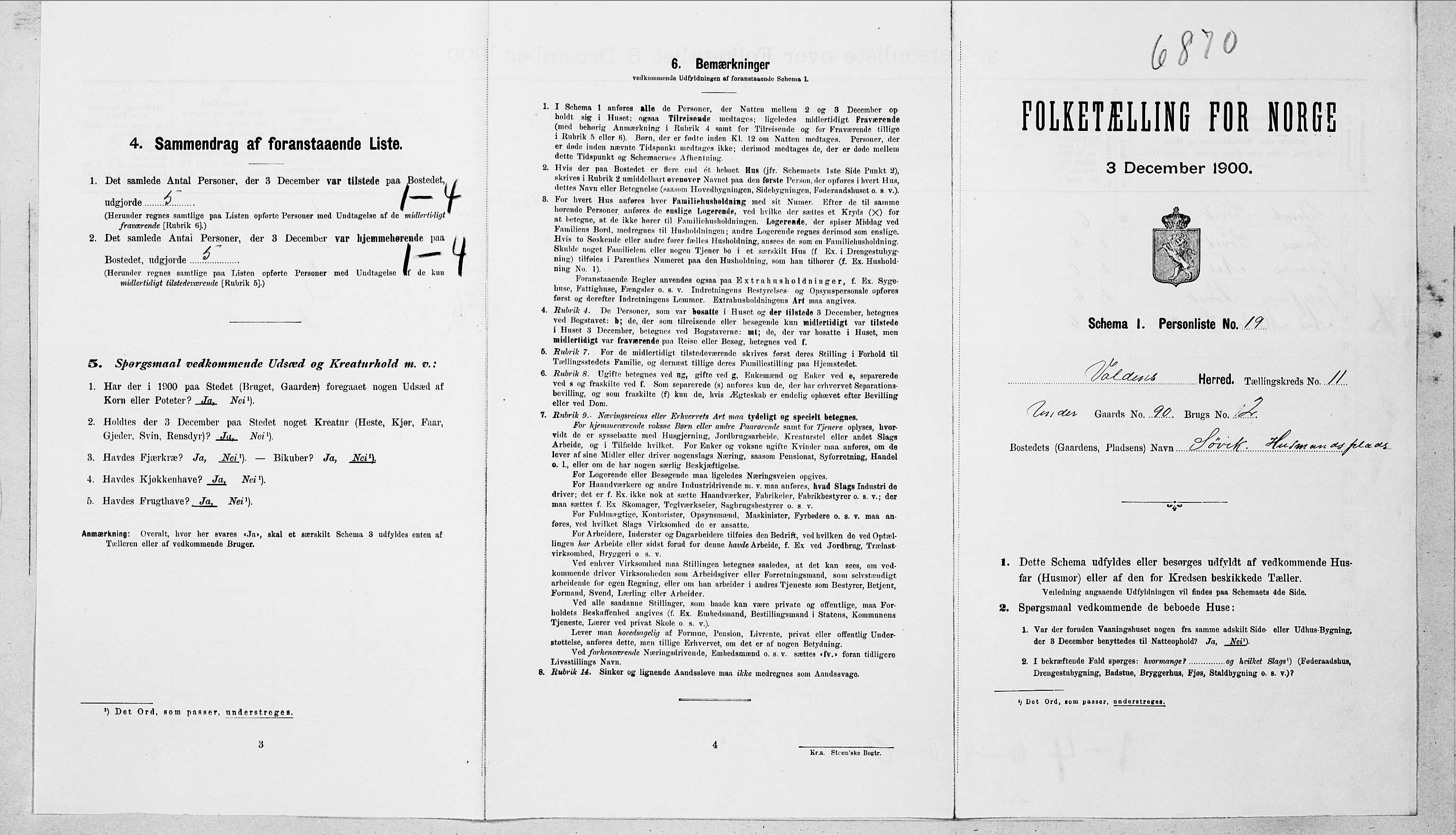 SAT, 1900 census for Volda, 1900, p. 955