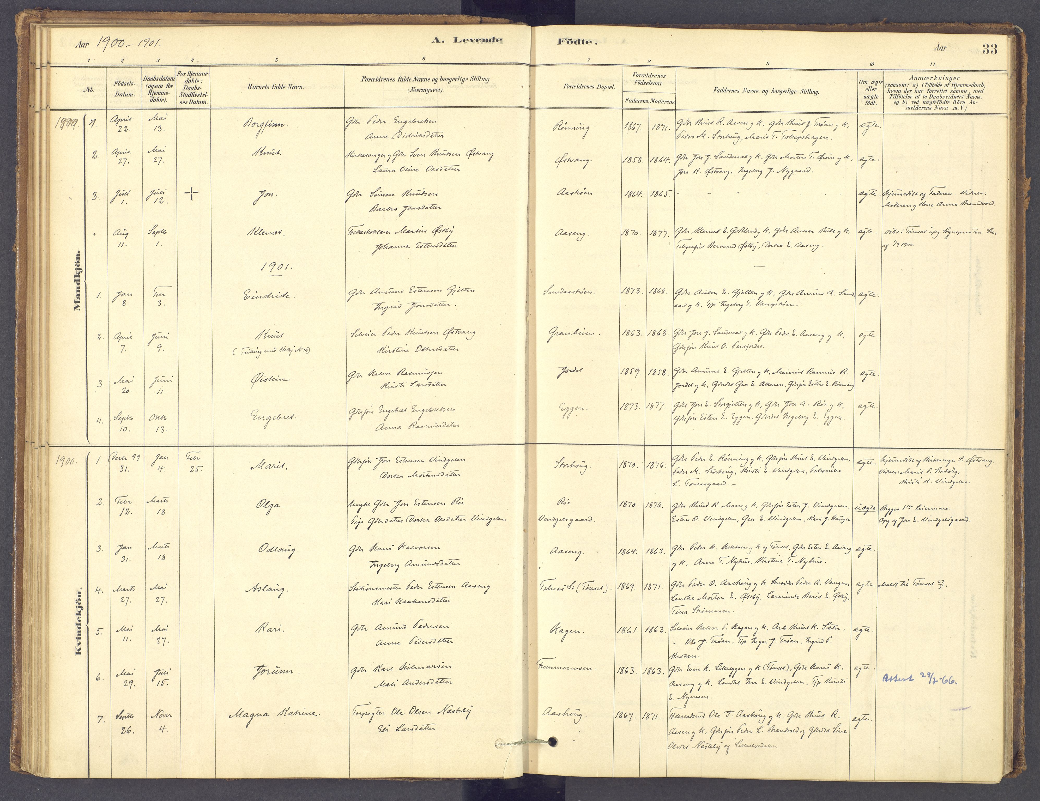 Tolga prestekontor, SAH/PREST-062/K/L0012: Parish register (official) no. 12, 1877-1925, p. 33